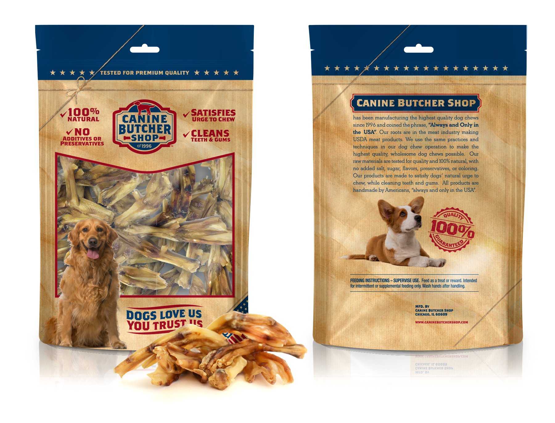 Premium All-Natural Dehydrated Duck Feet Dog Treats (Pack of 30) - USA Raised & Made, Grain-Free Chews for Dental Health - Perfect for Training Rewards & Long-Lasting Chewing Satisfaction