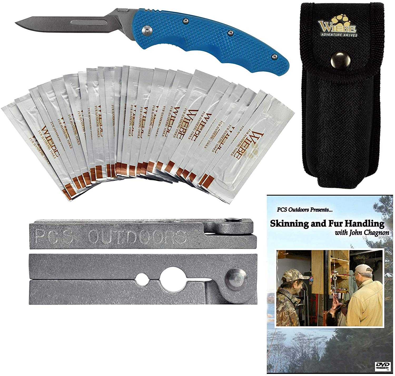 Premium Arctic Fox Skinning Knife Set with DVD & Tail Stripper - Fur Handling Value Pack for Taxidermy, Hunting, and Outdoor Survival