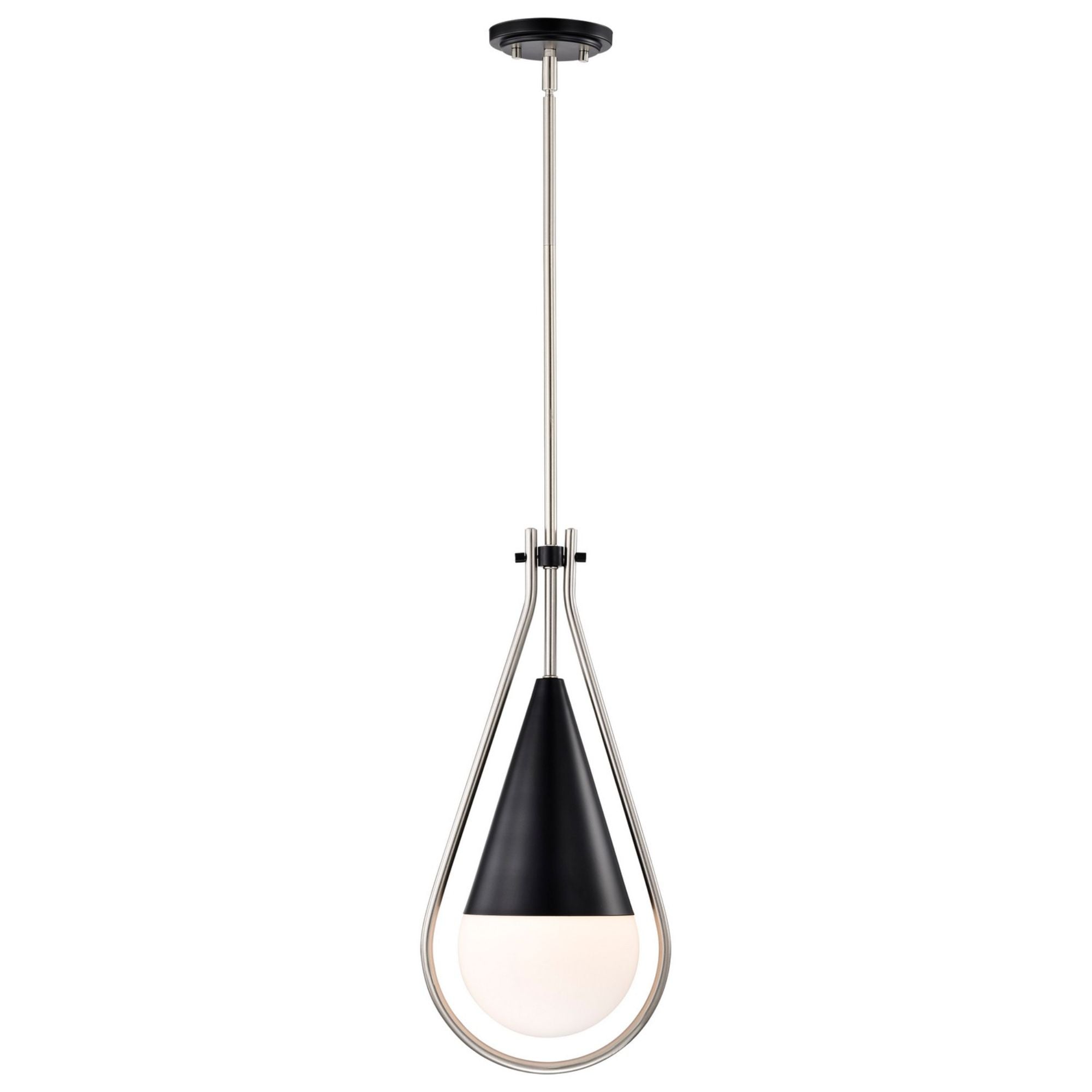 Admiral 10 Inch Modern Pendant Light Fixture - Matte Black & Brushed Nickel Finish - Perfect for Kitchen Island, Dining Room, or Entryway Lighting