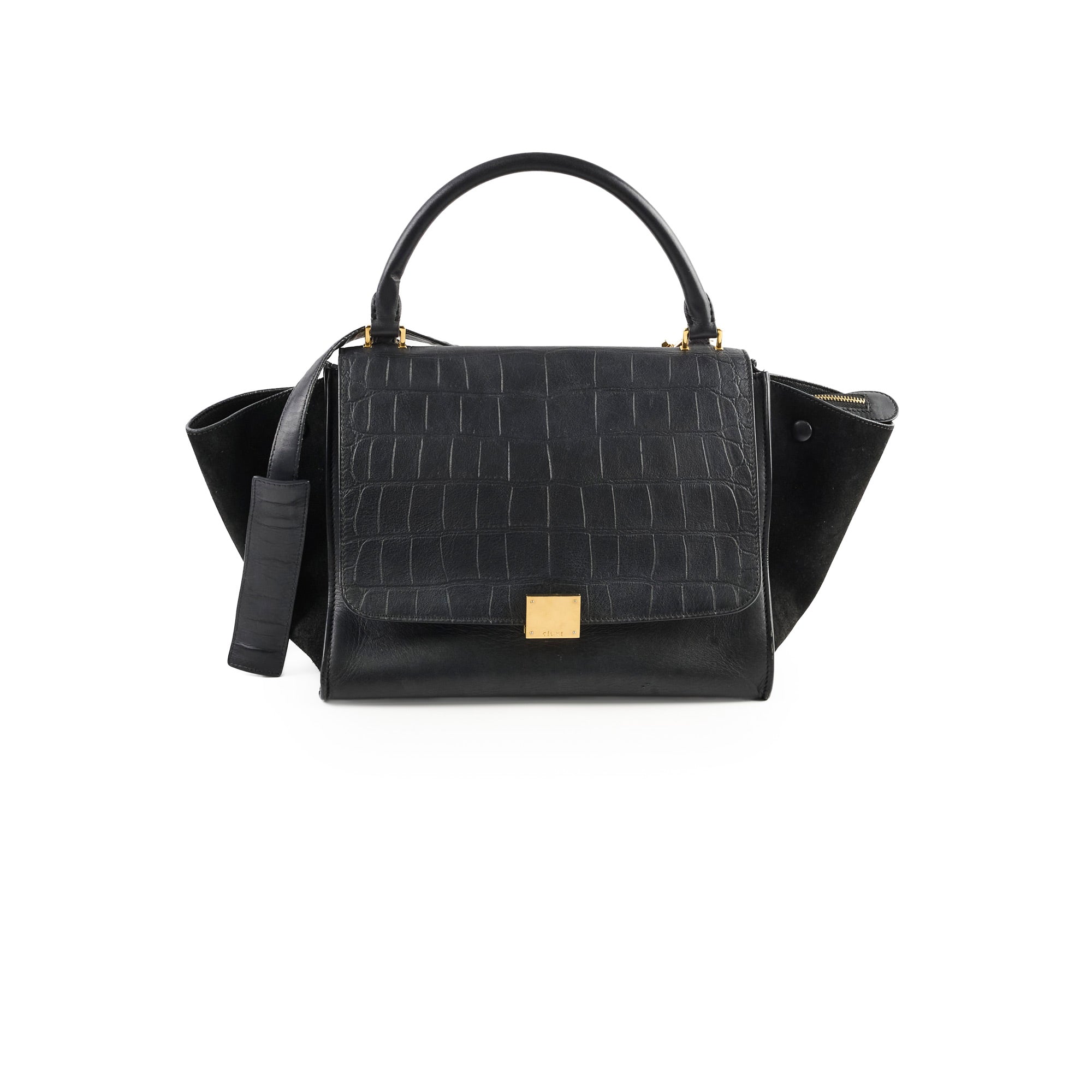 Celine Medium Trapeze All Black Leather Handbag - Stylish Crossbody Bag for Women, Perfect for Work, Travel & Evening Out