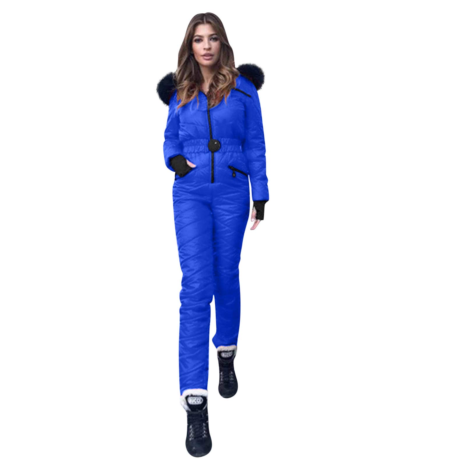 Huneny Women's Winter Hooded Ski Suit - Windproof Waterproof Zipper Jacket with Pockets for Outdoor Sports & Skiing | Perfect for Snowboarding, Hiking & Cold Weather Adventures