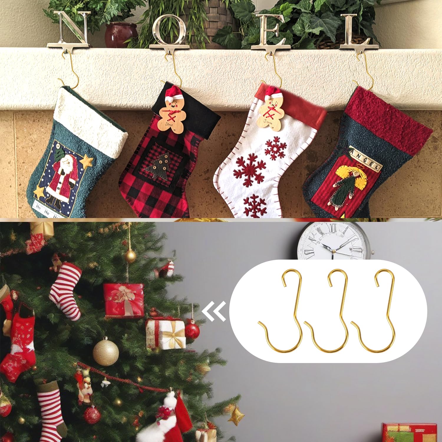 100 Pack Gold Ornament Hooks - Durable Christmas Tree Hangers for Holiday Decorations (Perfect for Hanging Ornaments, Lights & Garland on Xmas Trees)