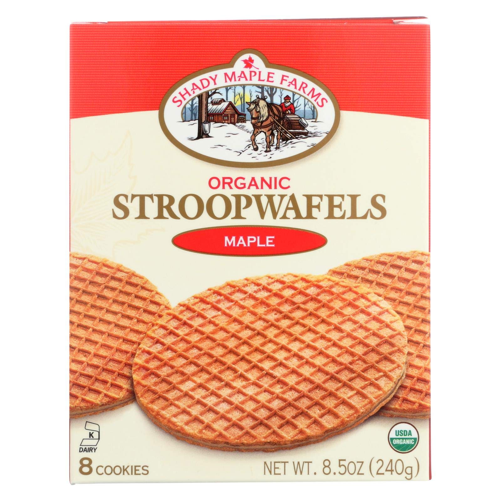 Organic Maple Waffle Cookies - 8.5oz (Pack of 8) | Crispy Belgian-Style Waffle Snacks | Perfect for Breakfast, Coffee Time & Gift Giving