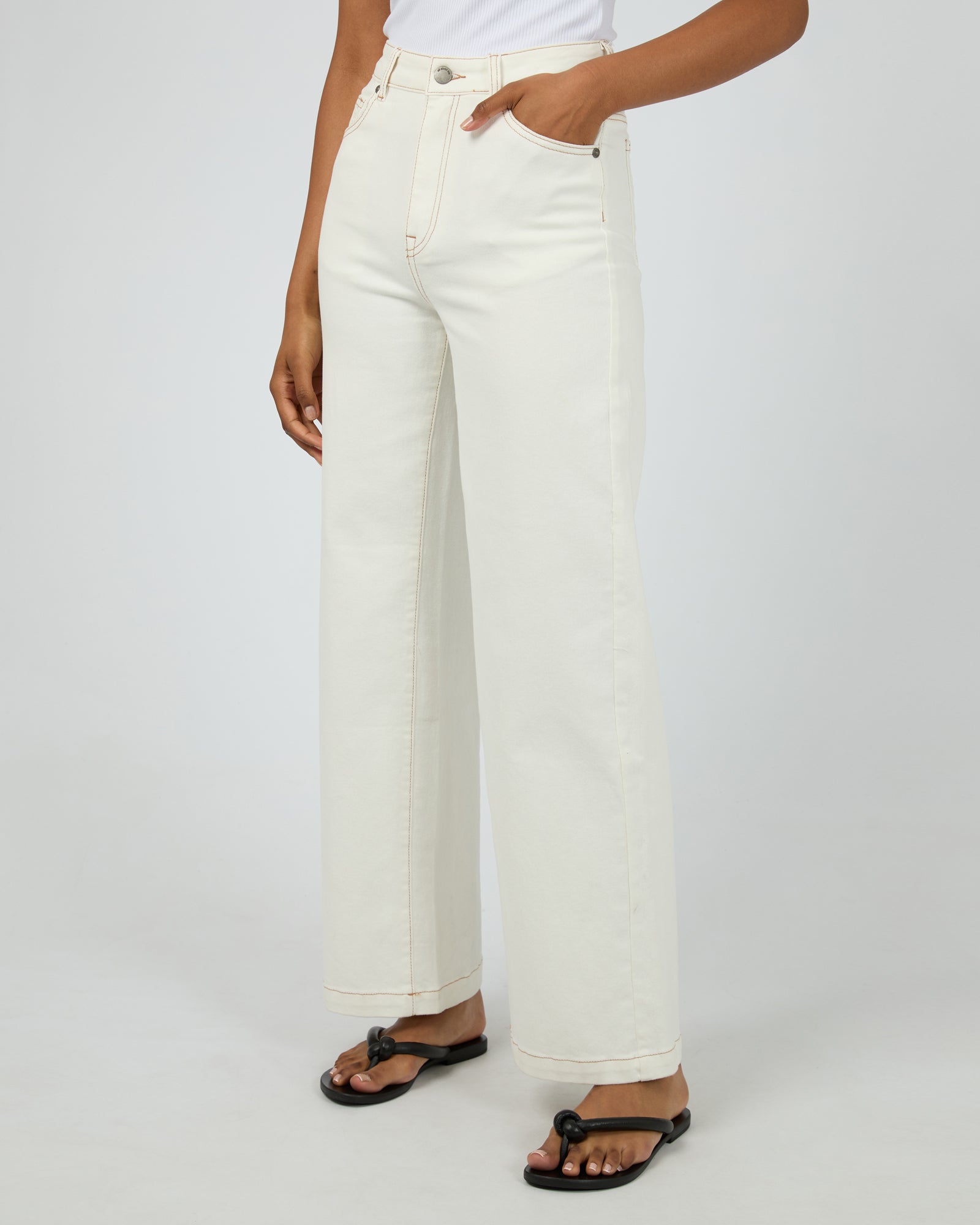 All About Eve Jacqui Wide Leg Vintage White Jeans - High Waisted Retro Denim Pants for Women | Perfect for Casual Outfits, Boho Style & Everyday Wear