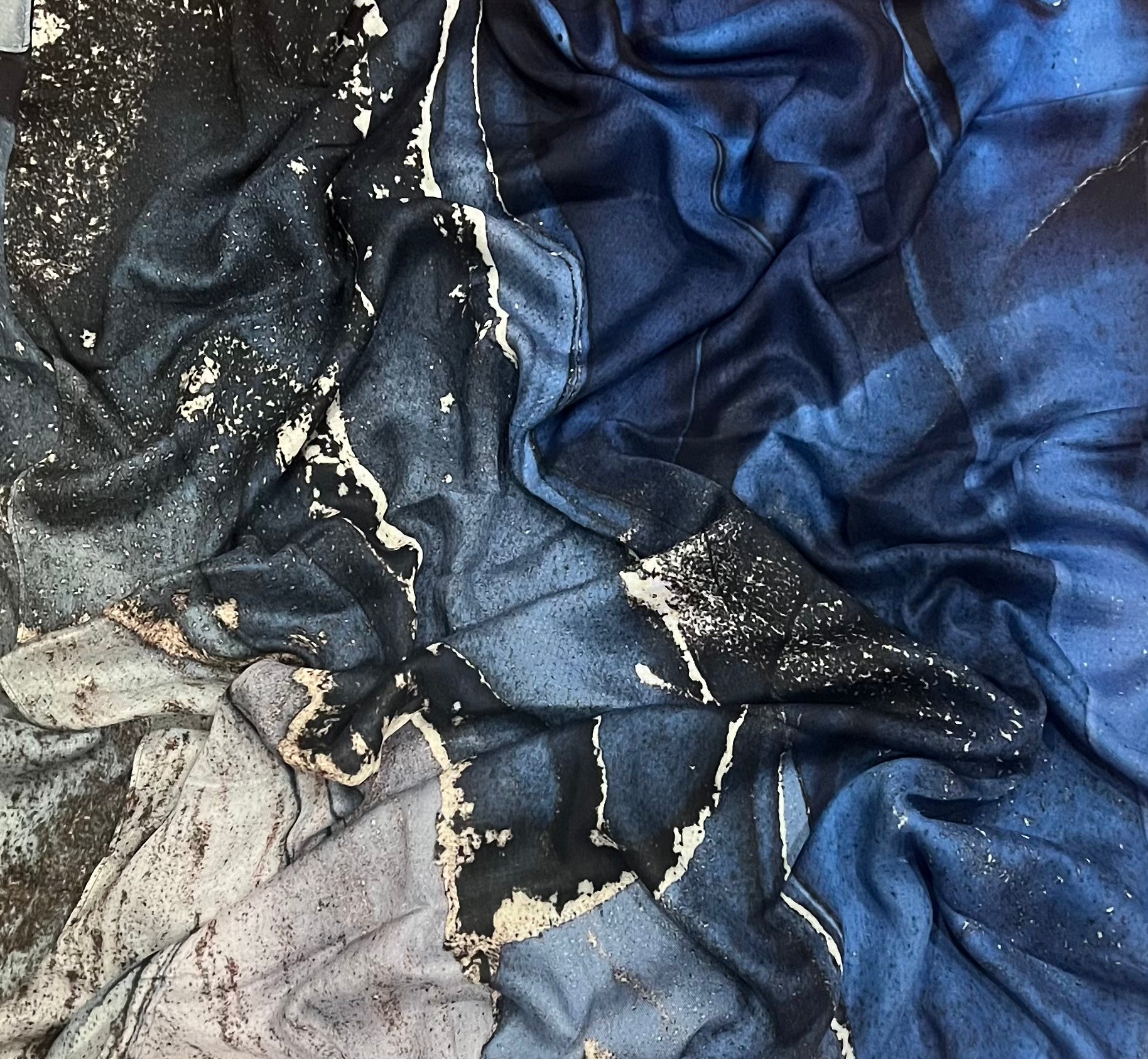 Printed Modal Blue Marble Fabric - Soft Breathable Material for Dresses, Shirts & Home Decor | Perfect for DIY Sewing Projects & Fashion Design