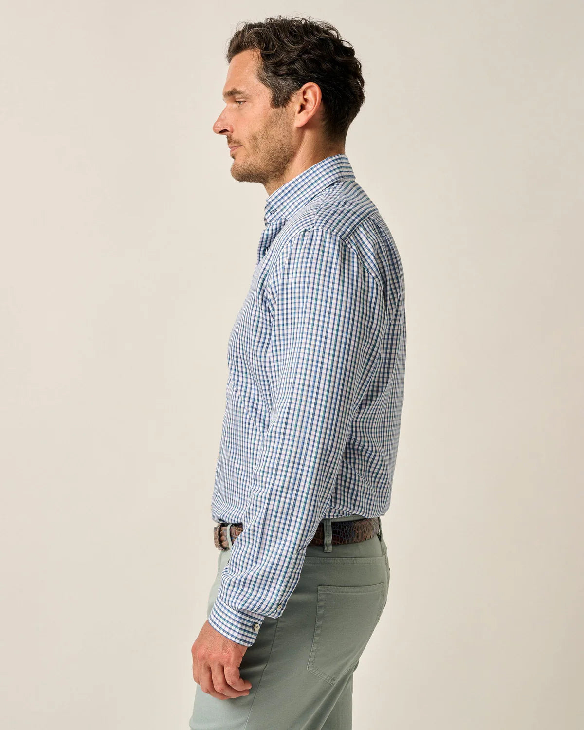 Johnnie O Men's Plaid Sport Shirt - Classic Casual Button Down Shirt for Golf, Work & Outdoor Activities