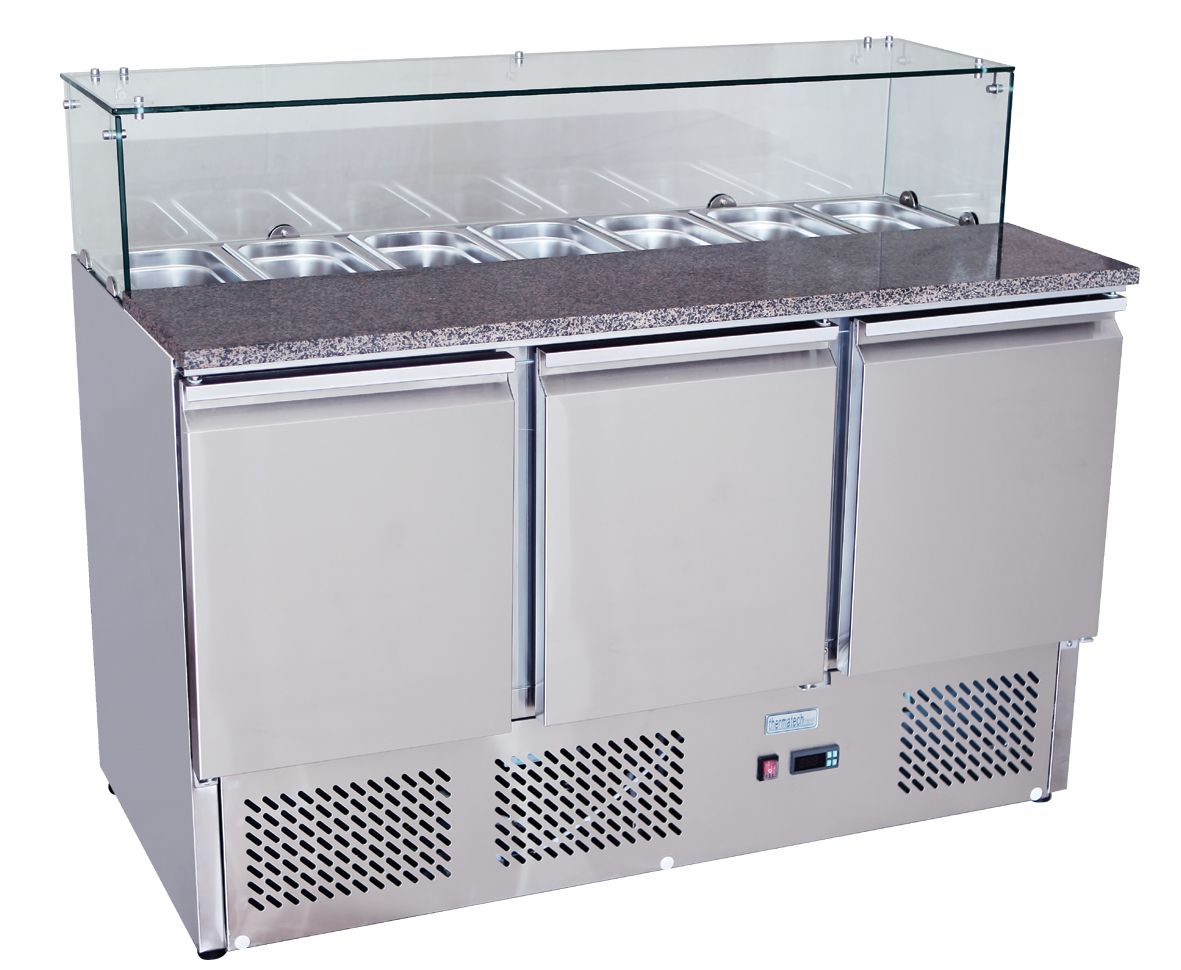 Atosa ESL3864 Commercial Pizza Prep Table & Saladette Refrigerator - Stainless Steel Work Surface for Restaurant, Bakery & Catering
