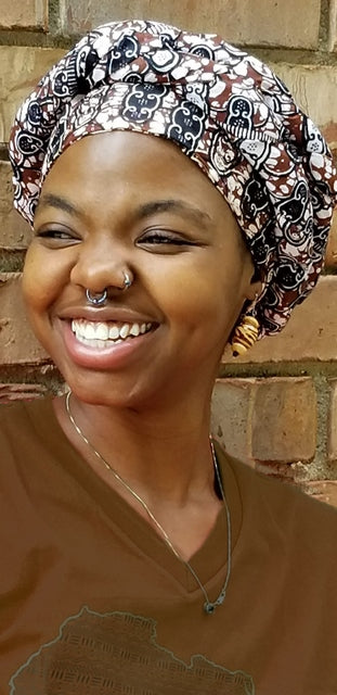 African Print Pre-Tied Modu Hat DP3770PT - Earth Tone Headwrap for Women, Fashionable Head Cover for Church, Parties & Special Occasions