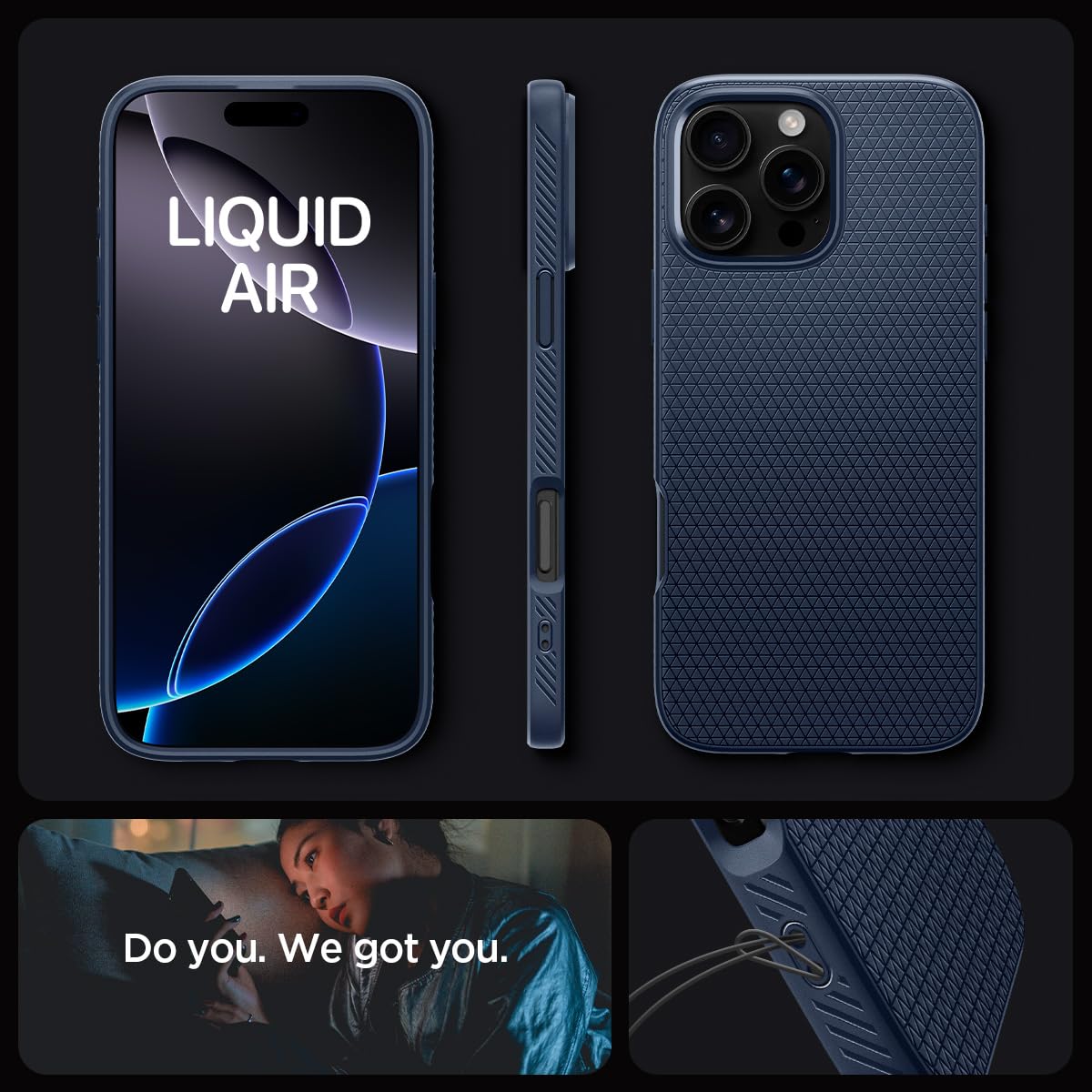Spigen Liquid Air Armor Case for iPhone 16 Pro - Slim Protective Navy Blue Cover | Perfect for Everyday Use, Travel & Outdoor Activities