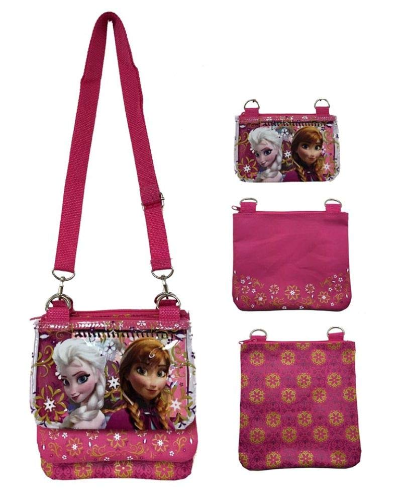Frozen Elsa Pink Adjustable Strap Messenger Shoulder Crossbody Bag for Kids - Perfect for School, Travel & Disney Themed Parties