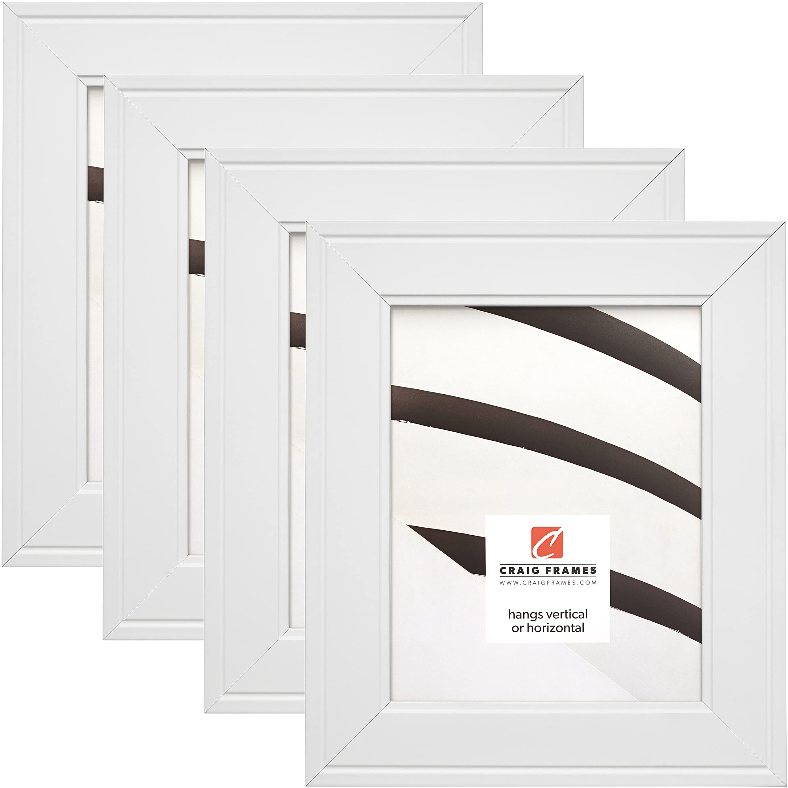 Craig Frames Contemporary Inspirations 10x12 Inch White Picture Frame Set of 4 - Perfect for Wall Decor, Photo Displays & Home Office Decorations