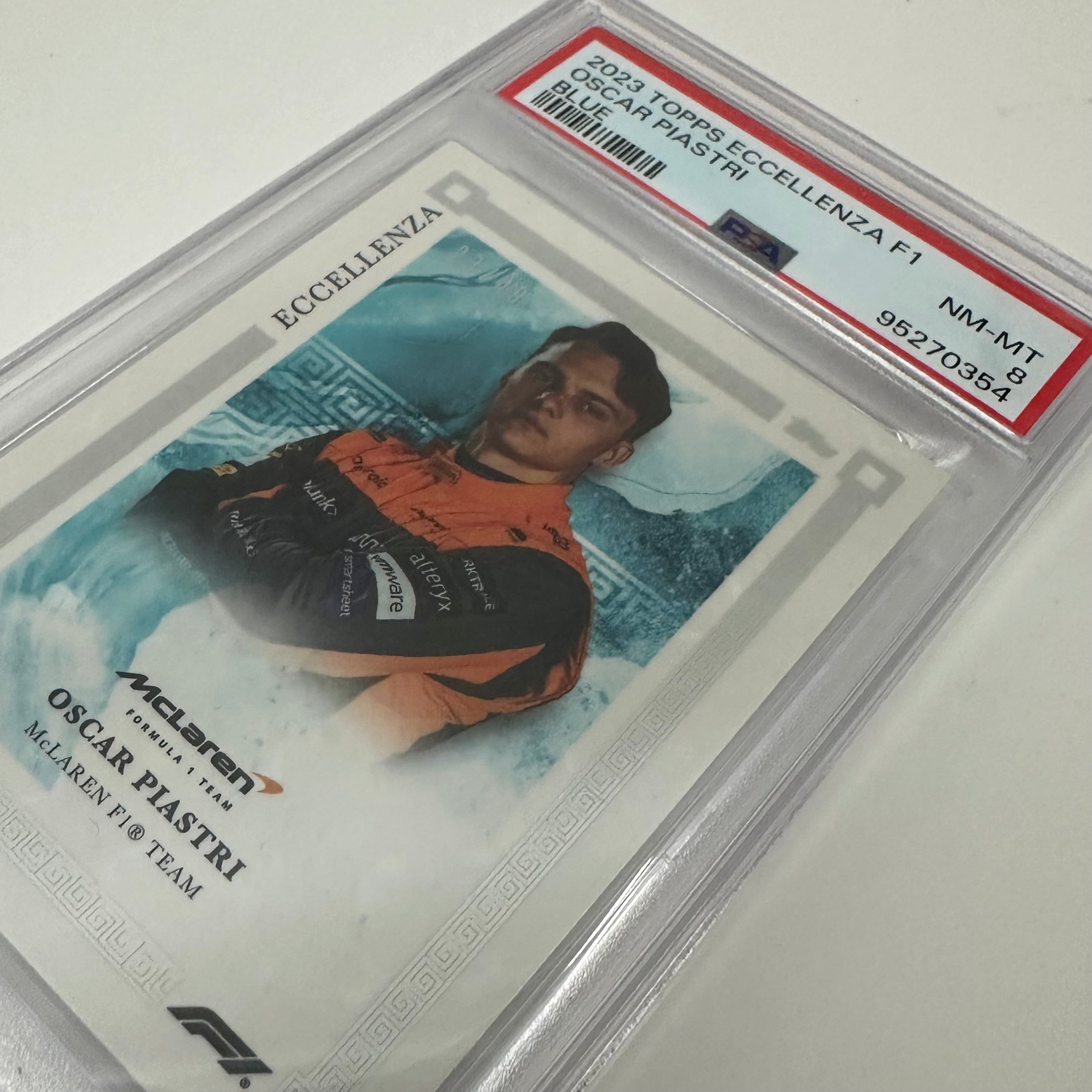2023 Topps Eccellenza F1 Oscar Piastri Blue PSA 8 /49 - Rare Collectible Trading Card for F1 Fans & Sports Memorabilia Enthusiasts