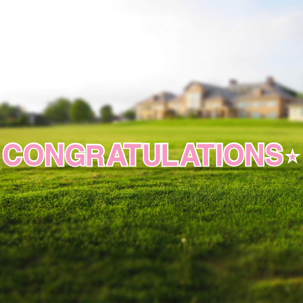 Vispronet 18in Tall Pink Congratulations Yard Sign with Stakes - Weather-Resistant Outdoor Decor for Graduation, Birthday & Special Occasions - Includes Durable Steel Stakes for Lawn & Garden Decorations