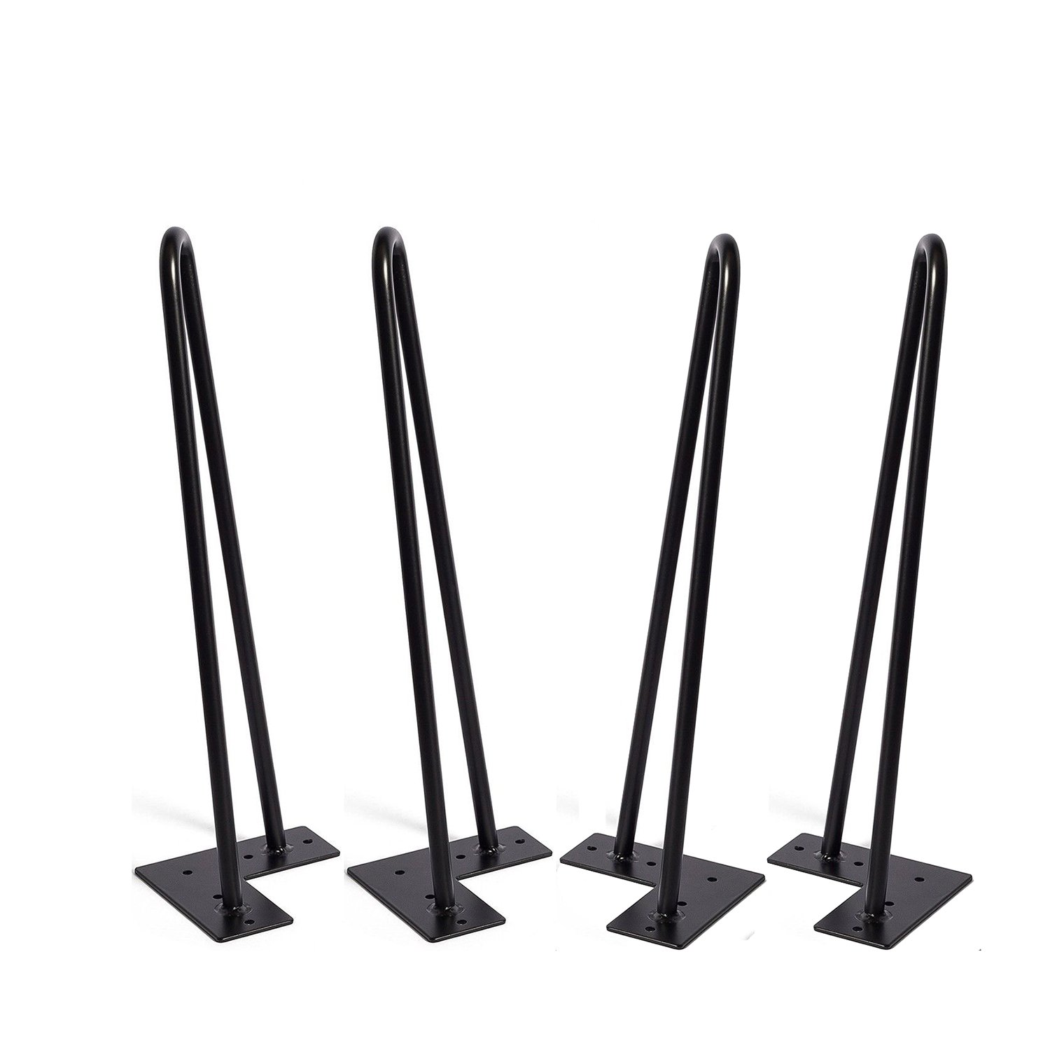 MSOBAIW 16 Inch Hairpin Legs Set of 4 - Black Metal Table Legs for DIY Furniture, Dining Tables & Desks - 3/8