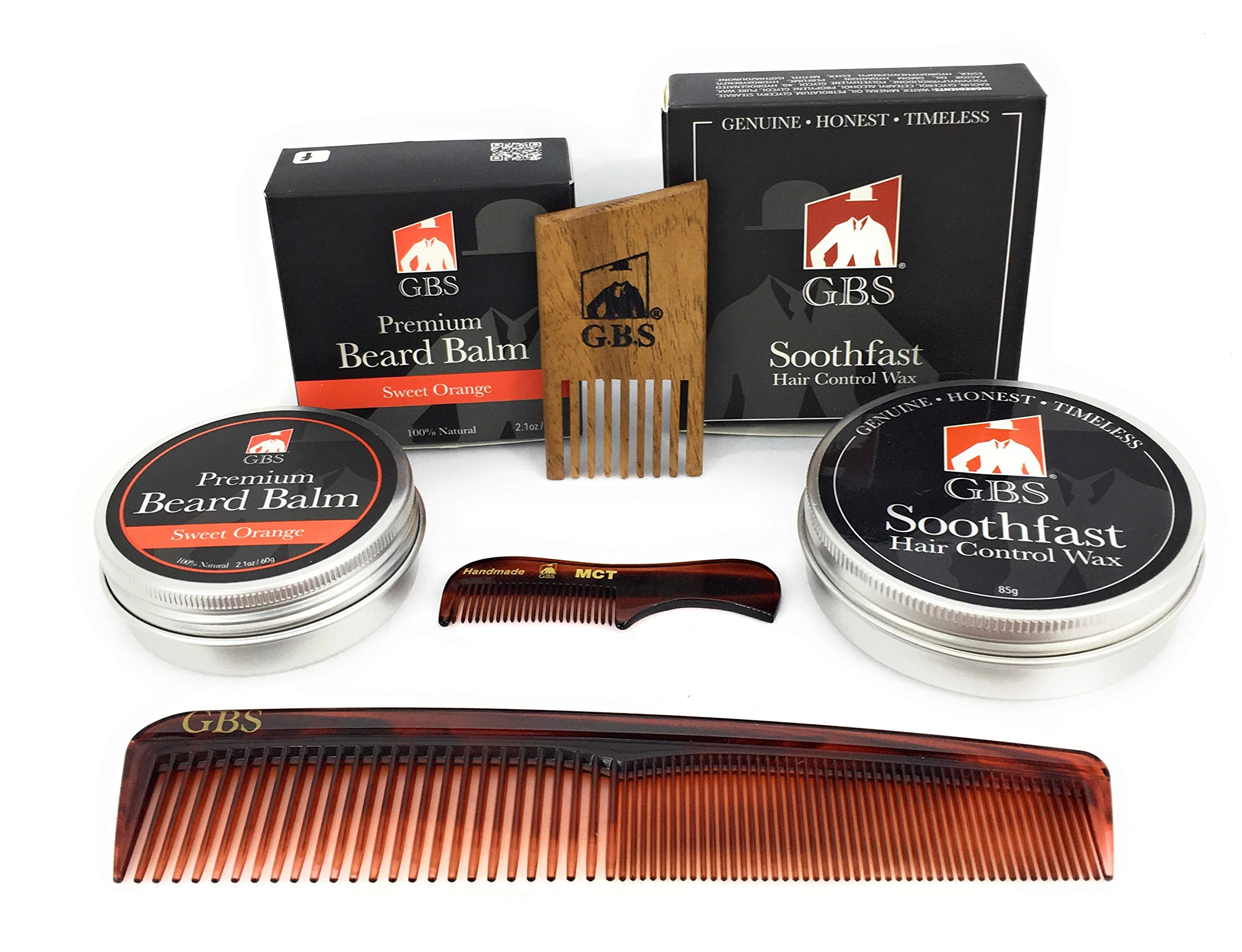 Premium Men's Grooming Kit - 6-Piece Beard & Hair Care Set with Wooden Comb, Mustache Comb, Beard Balm & Styling Wax | Perfect for Daily Grooming, Travel & Gift Giving