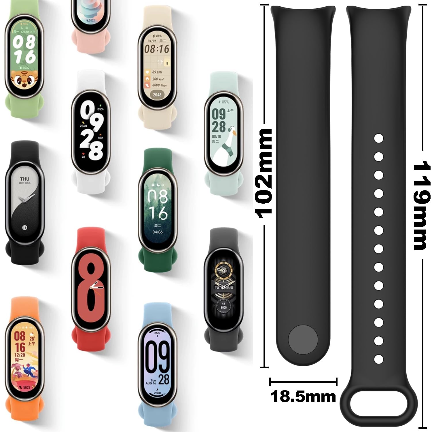 BABEJIA 3PCS Replacement Bracelets for Xiaomi Mi Band 9/8 - Soft, Breathable, Adjustable Wristbands for Xiaomi Smart Band 9 & 8 - Perfect for Fitness, Running, Swimming & Daily Wear