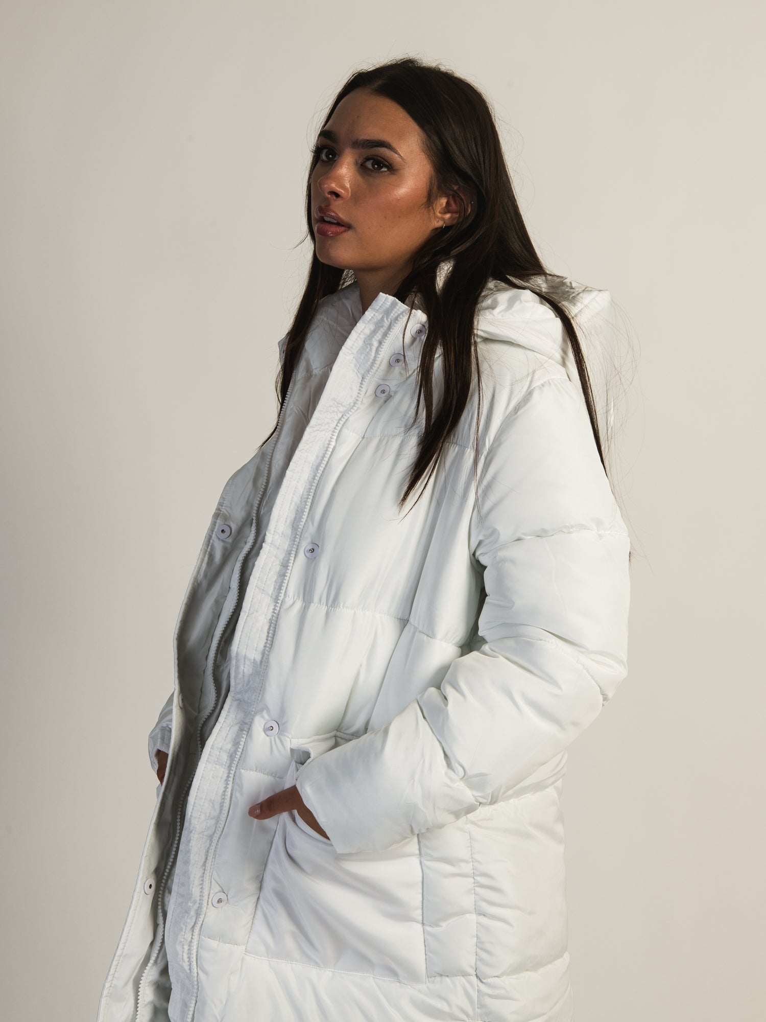 AZALEA WANG STASSI Long Hoodie Puff Jacket - Women's Winter Coat with Fleece Lining for Outdoor Activities and Streetwear Fashion
