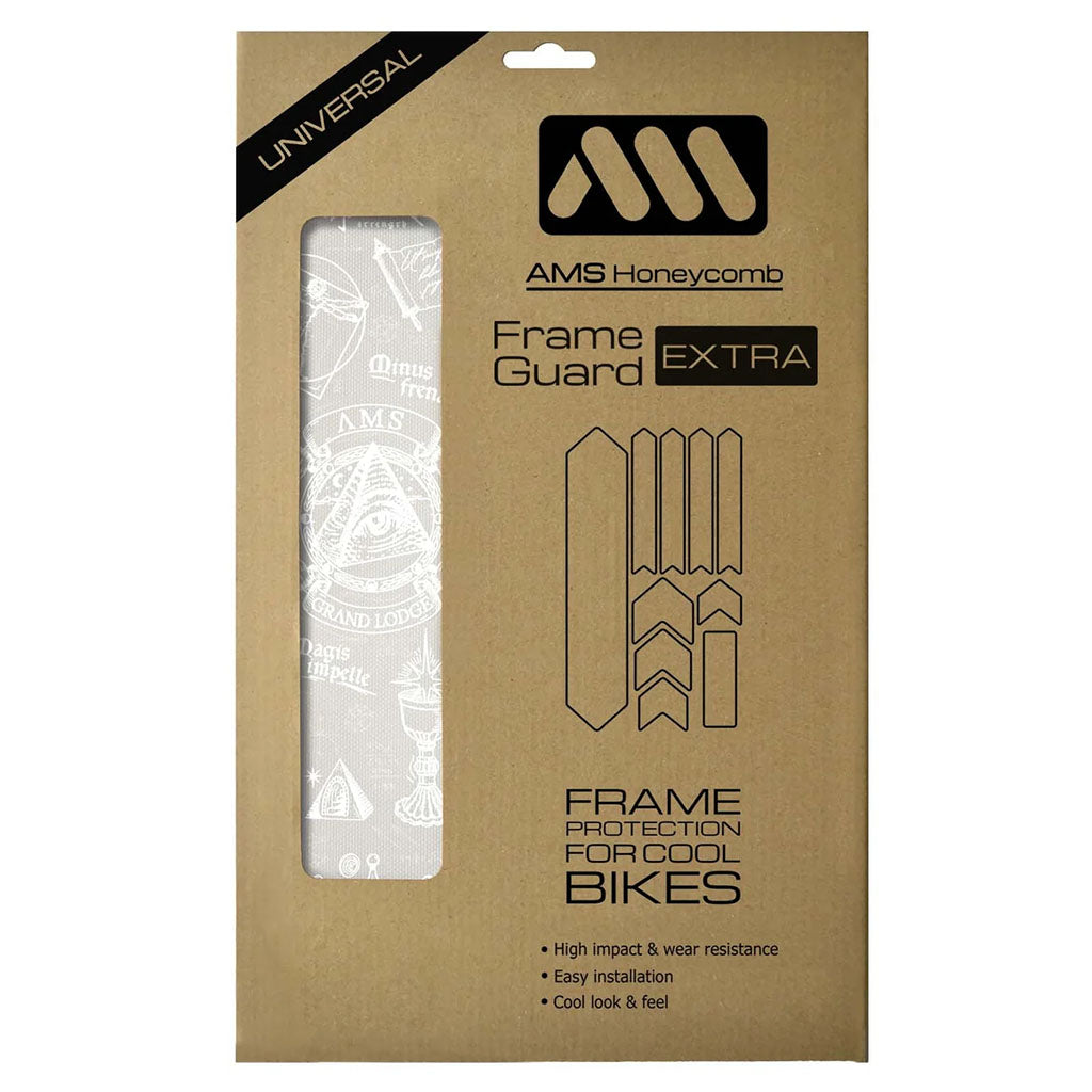All Mountain Style Extra Honeycomb Frame Guard - Opus Magna White | Durable Bike Frame Protection for Mountain Biking & Trail Riding