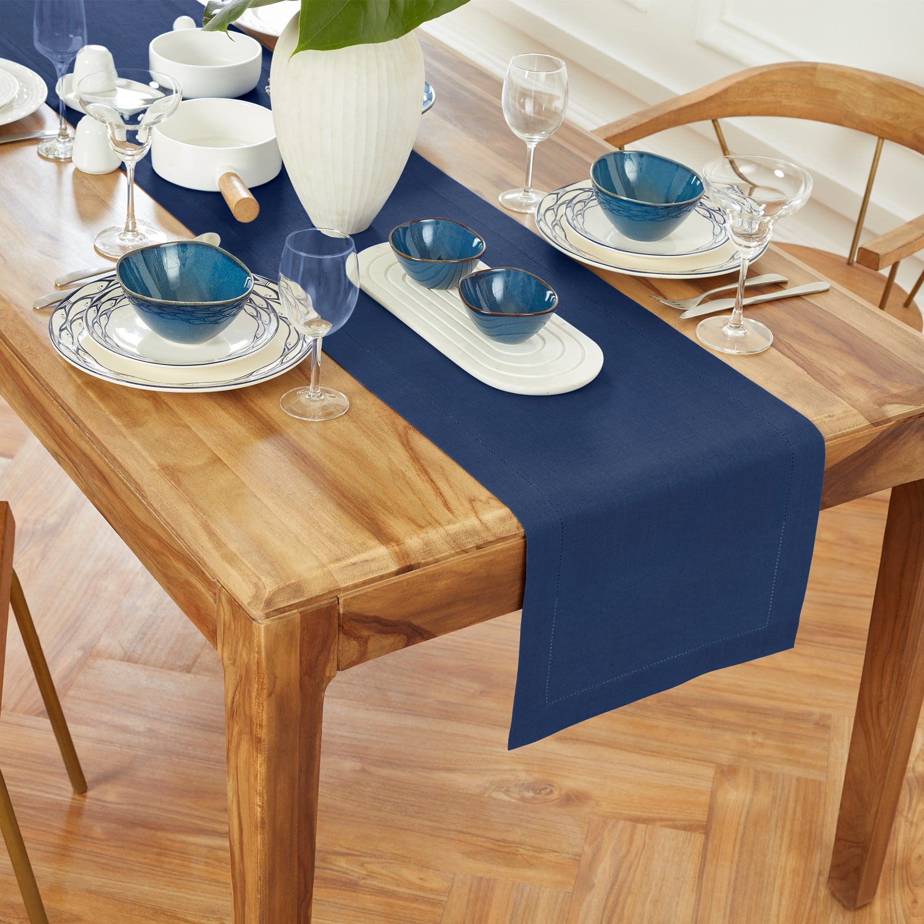 Elegant Medium Weight Hemstitch Table Runner - Perfect for Dining Table Decor, Wedding Centerpieces & Holiday Home Decor