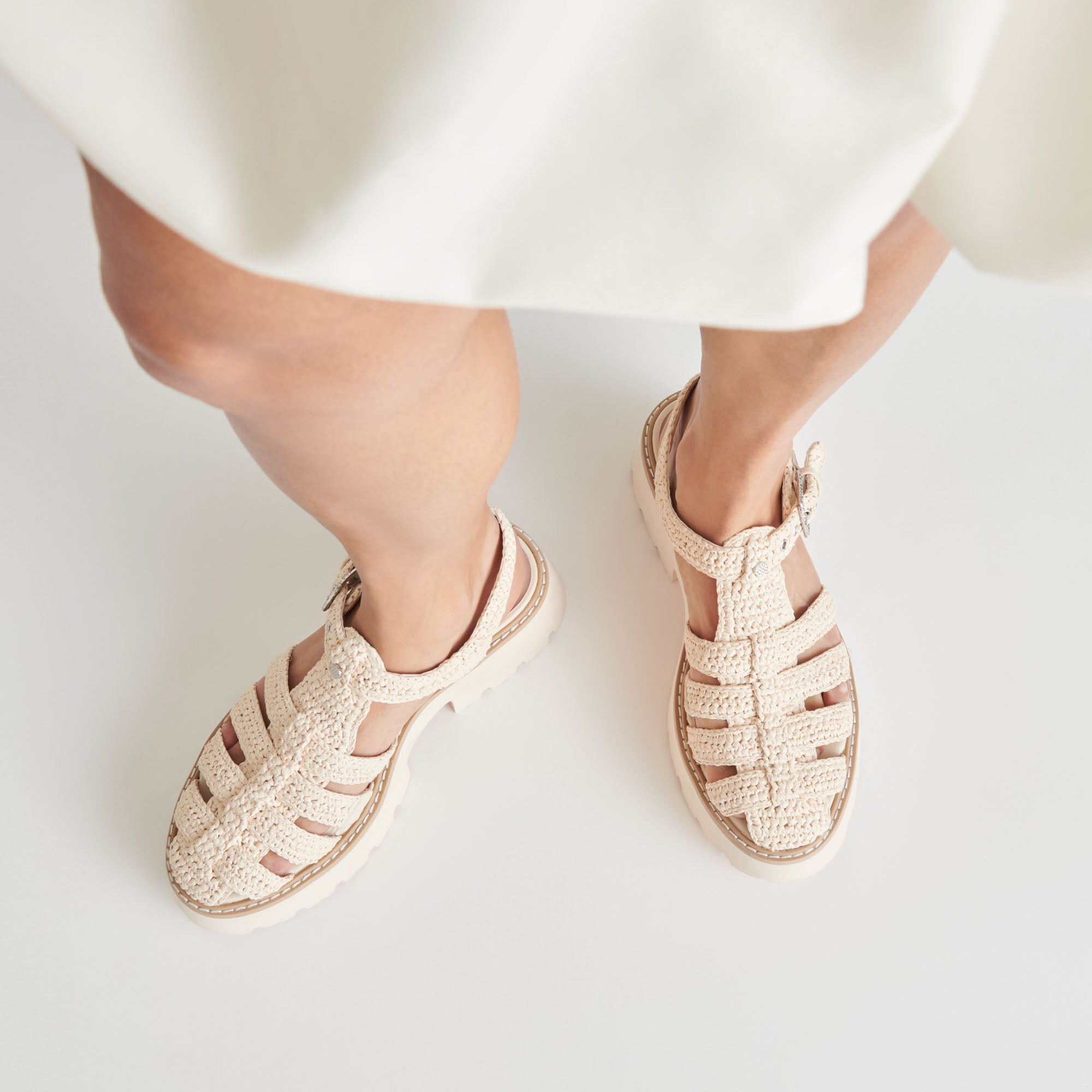 LASLY Women's Oatmeal Knit Sandals - Comfortable Summer Slip-On Shoes for Beach, Vacation & Casual Wear