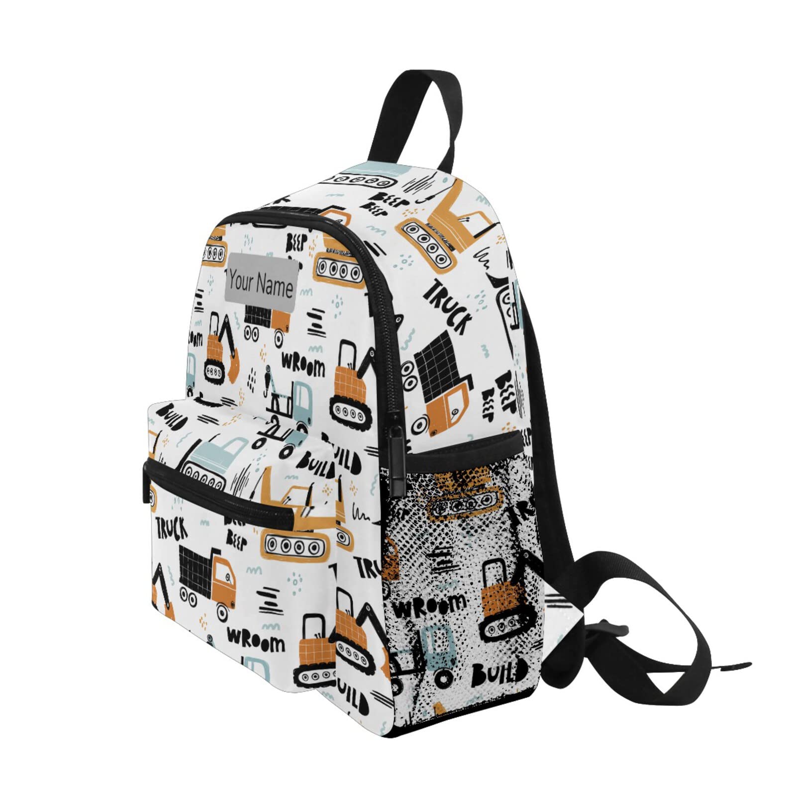 Custom Personalized Kids Name Toddler Backpack - Cute Cartoon Tractor & Cars Design School Bag for Boys & Girls | Perfect for Daycare, Preschool, Kindergarten & Travel | Durable Lightweight Nursery Backpack for Children Ages 2-6