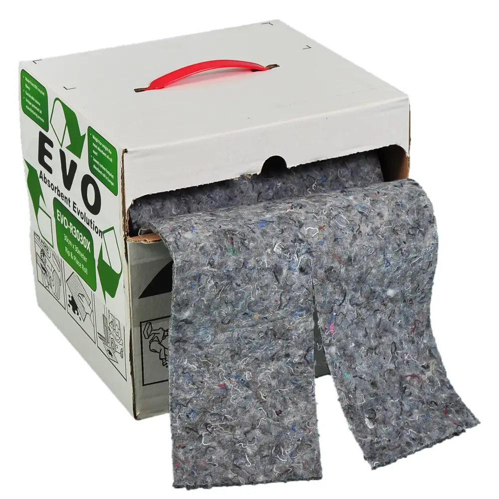 EVO Recycled Absorbent Rolls - Eco-Friendly Spill Control for Industrial & Automotive Use - High Absorbency Oil & Chemical Spill Cleanup