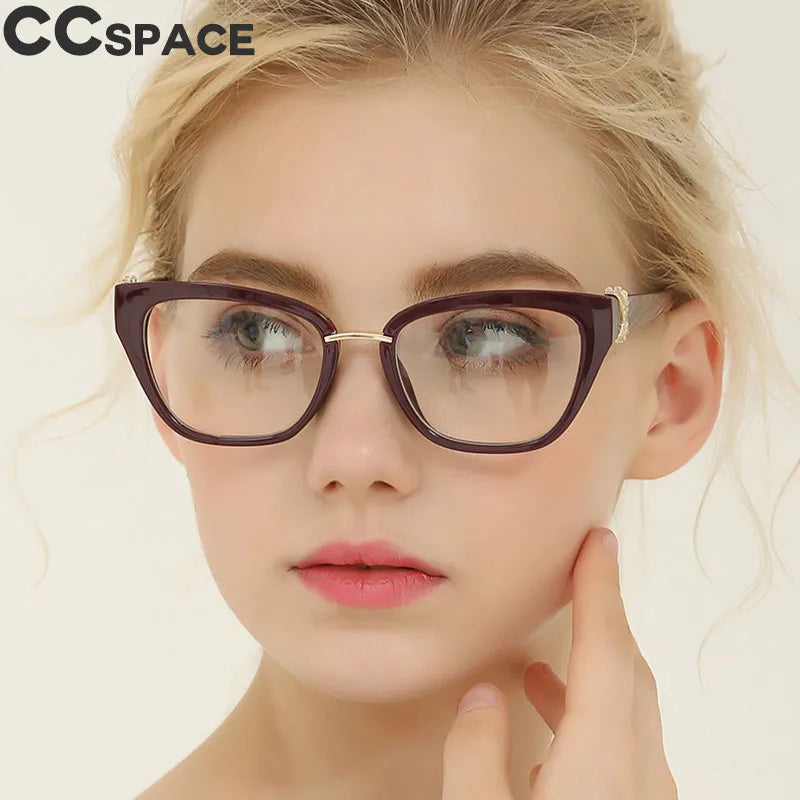 CCspace Women's Full Rim Cat Eye Polycarbonate Reading Glasses R45605 - Fashionable +1.00 to +3.50 Magnification for Reading, Work & Computer Use