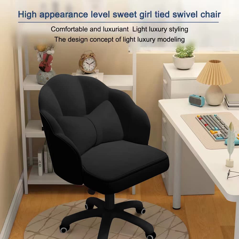 Modern Velvet Tufted Mid-Back Swivel Office Chair - Adjustable Height Computer Desk Chair for Home Office, Gaming & Makeup Vanity - Ergonomic Upholstered Task Chair with Butterfly Design