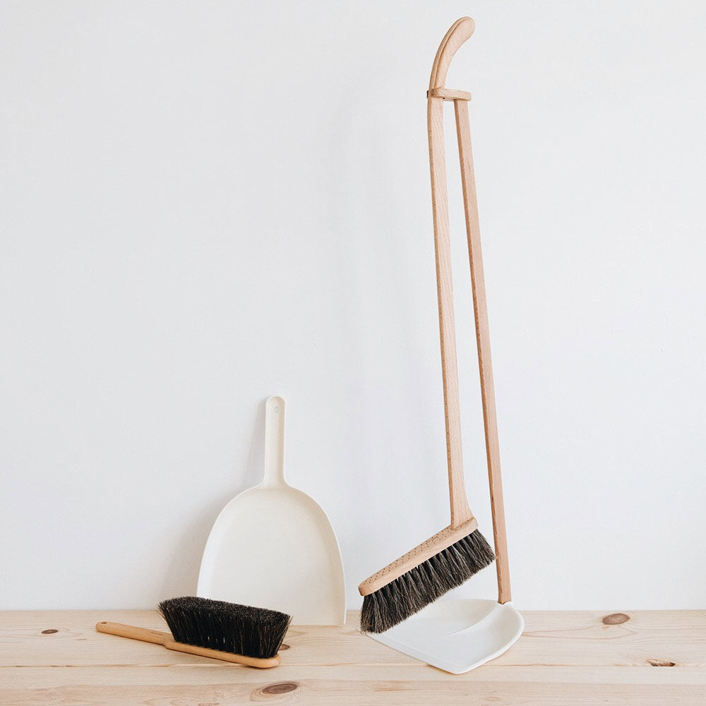 Standing Broom and Dustpan Set - Space Saving Cleaning Tools for Kitchen, Garage & Home - Easy Storage & Quick Cleanup