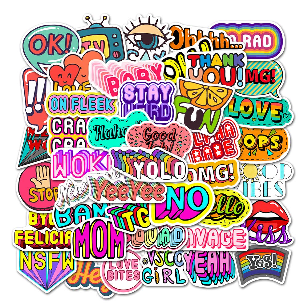 50 PCS Waterproof Alphabet Stickers - Cartoon Letters for Teens & Adults - DIY & Scrapbooking