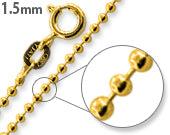14K Gold Plated Sterling Silver Bead Chain Necklace 1.5mm - Dainty Layering Jewelry for Women, Perfect for Everyday Wear & Gift Giving