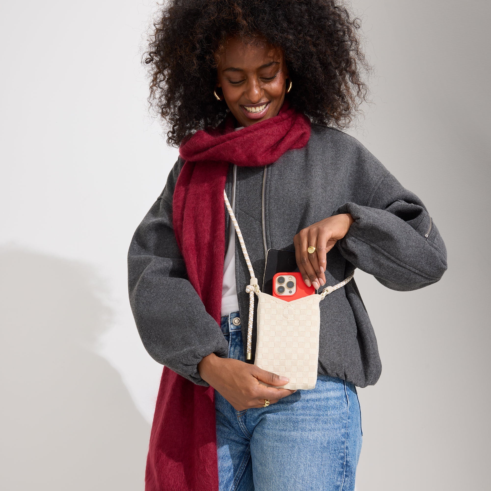 Stylish White Sand Phone Crossbody Bag - Perfect for Travel, Shopping & Everyday Use