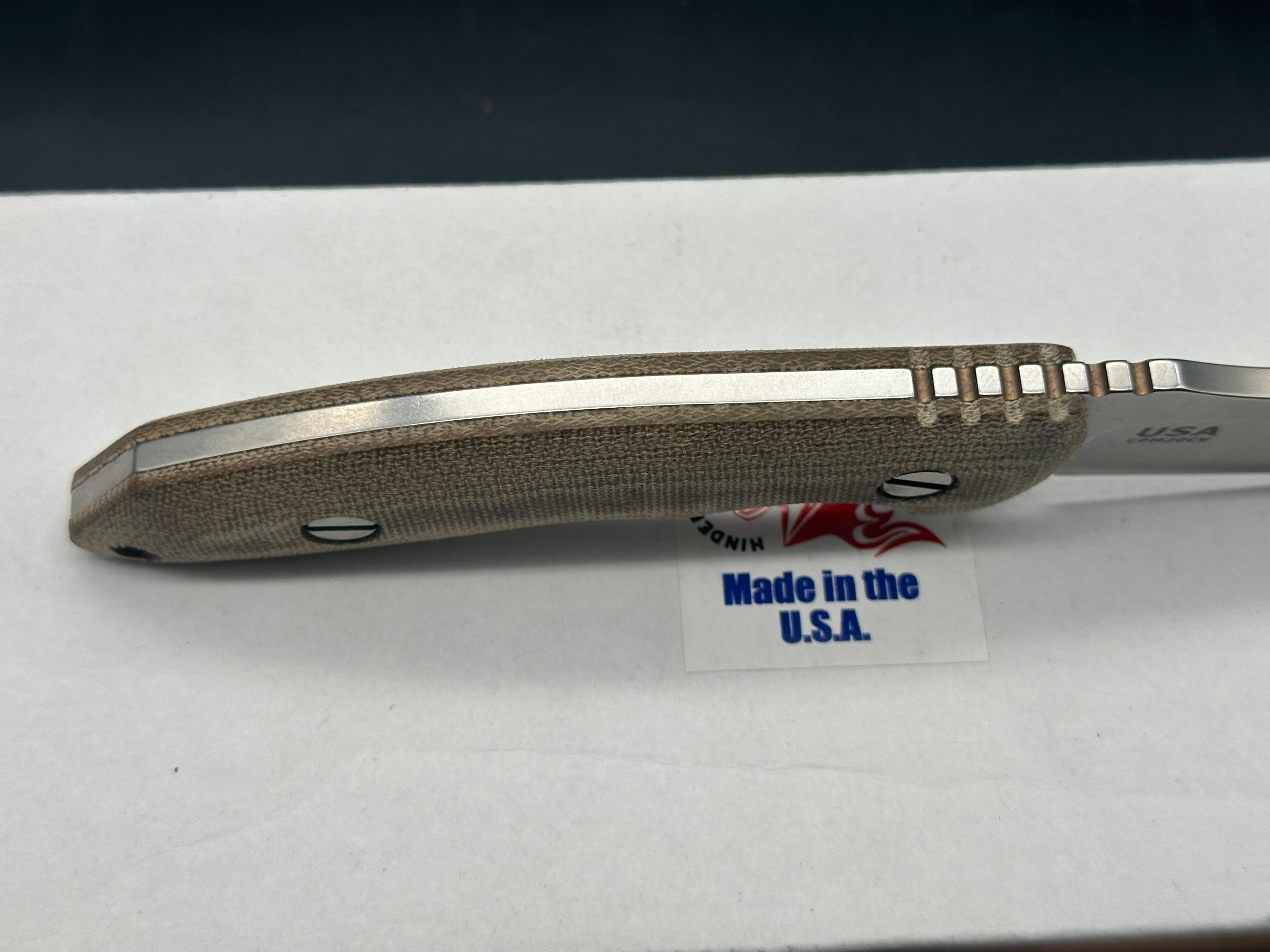 Hinderer Emmett Bowie Fixed Blade Knife - 20CV Stonewashed Steel, Green Micarta Handle - Hunting, Camping, Outdoor Survival Gear