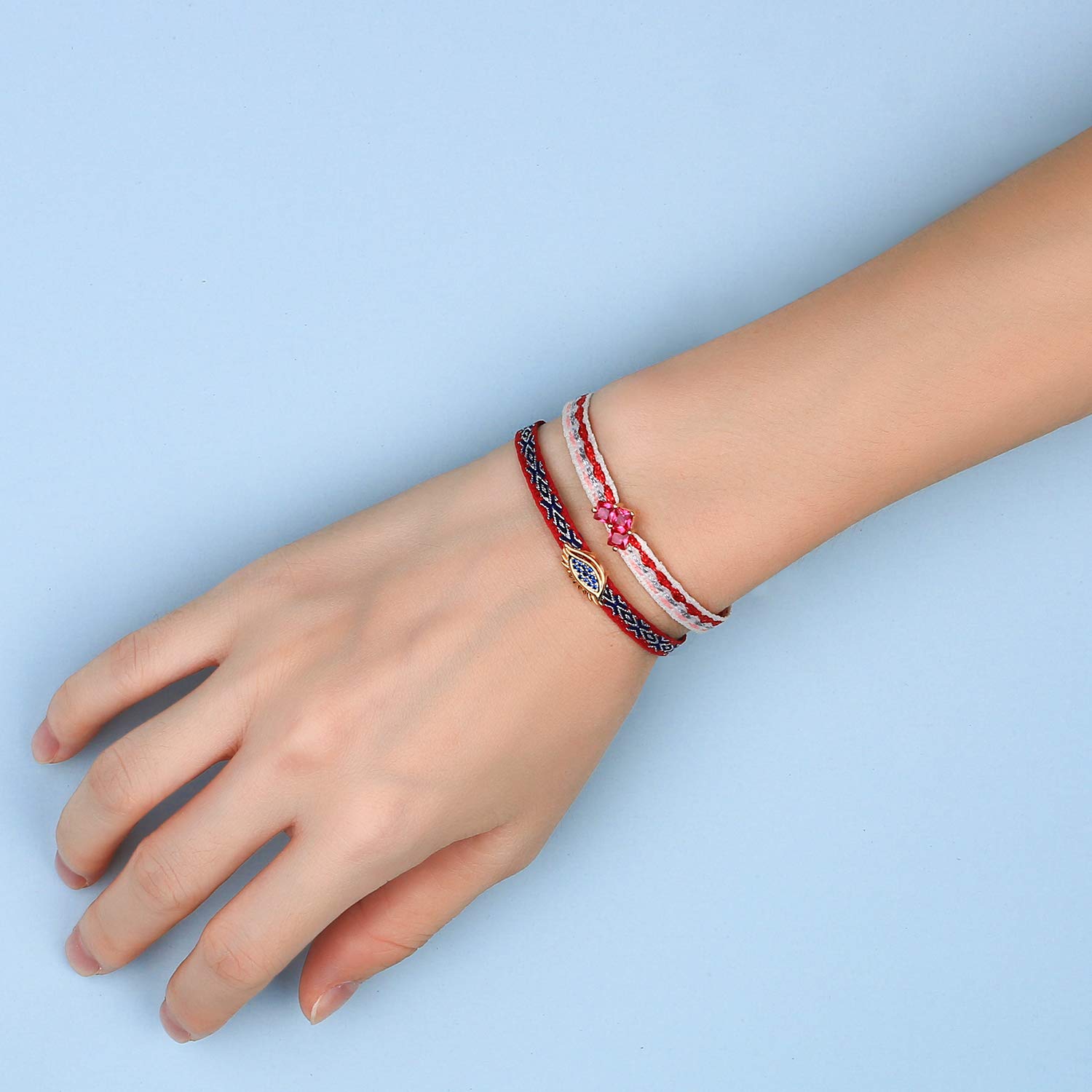 KELITCH Women's Adjustable Friendship Bracelets with Star Charm - Colorful Silk Rope Stackable Bracelets for Best Friends, Sister Gifts, and Everyday Boho Fashion Accessories