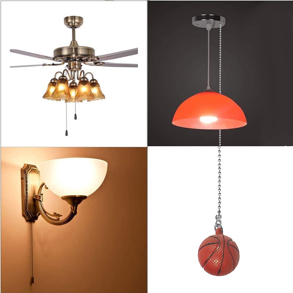 12 Inch Ceiling Fan Pull Chain Extender with Basketball Pendant - Nickel Finish Replacement Pull Cord for Hunter Lighting Fans - Perfect for Bedroom, Living Room & Office Fan Accessories