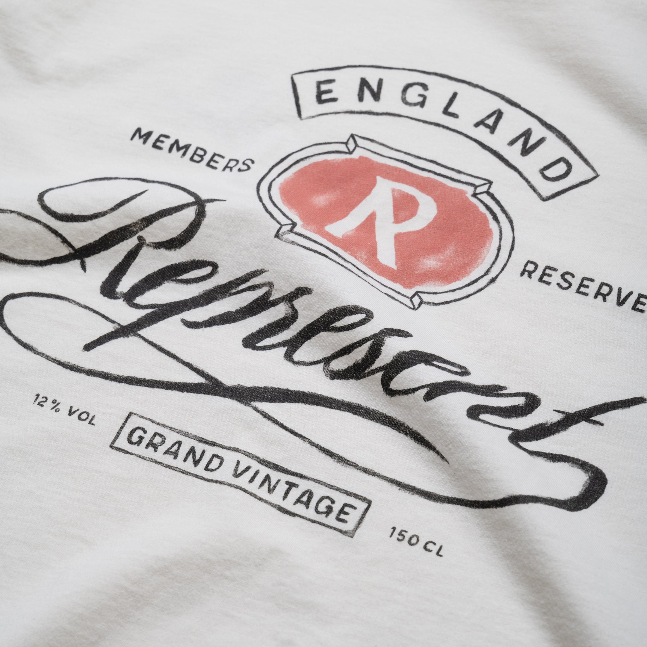 Vintage Hand Drawn Graphic T-Shirt - Grand Represent Tee in Aged White | Casual Streetwear for Men & Women