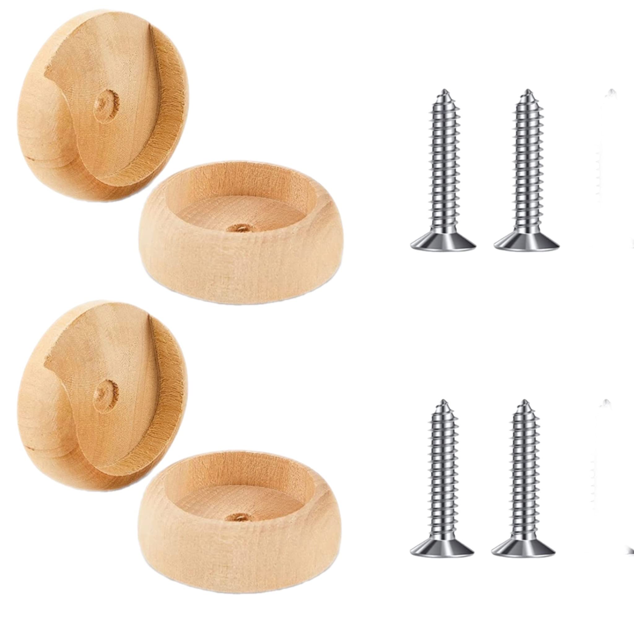 2-Pack Solid Wood Closet Pole Sockets with Screws - Universal 1-3/8