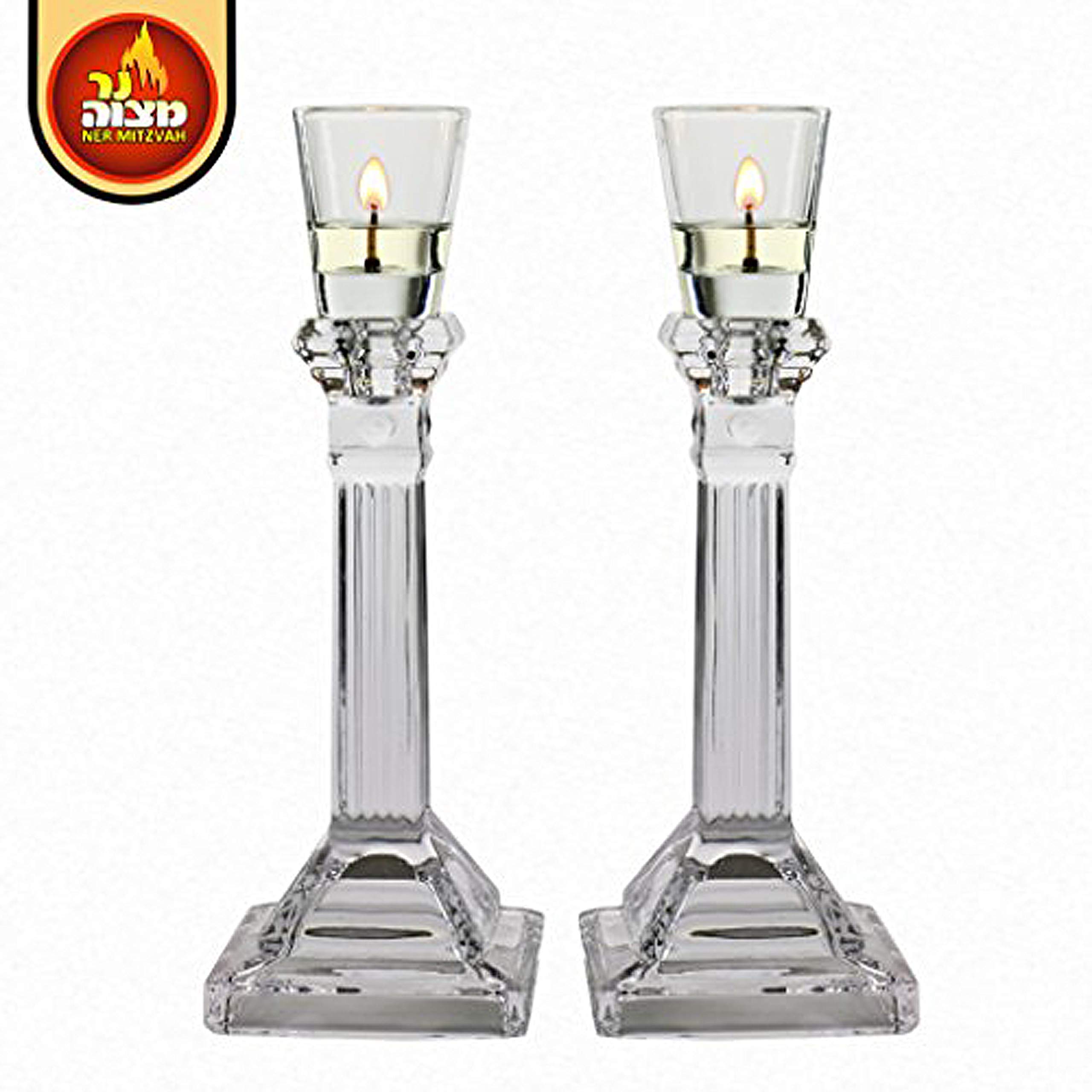 Premium Clear Glass Shabbat Candle Holders - Set of 6 Small Votive Cups for Ner Mitzvah & Shabbos Candles - Perfect for Jewish Holidays, Sabbath Dinner & Home Decor