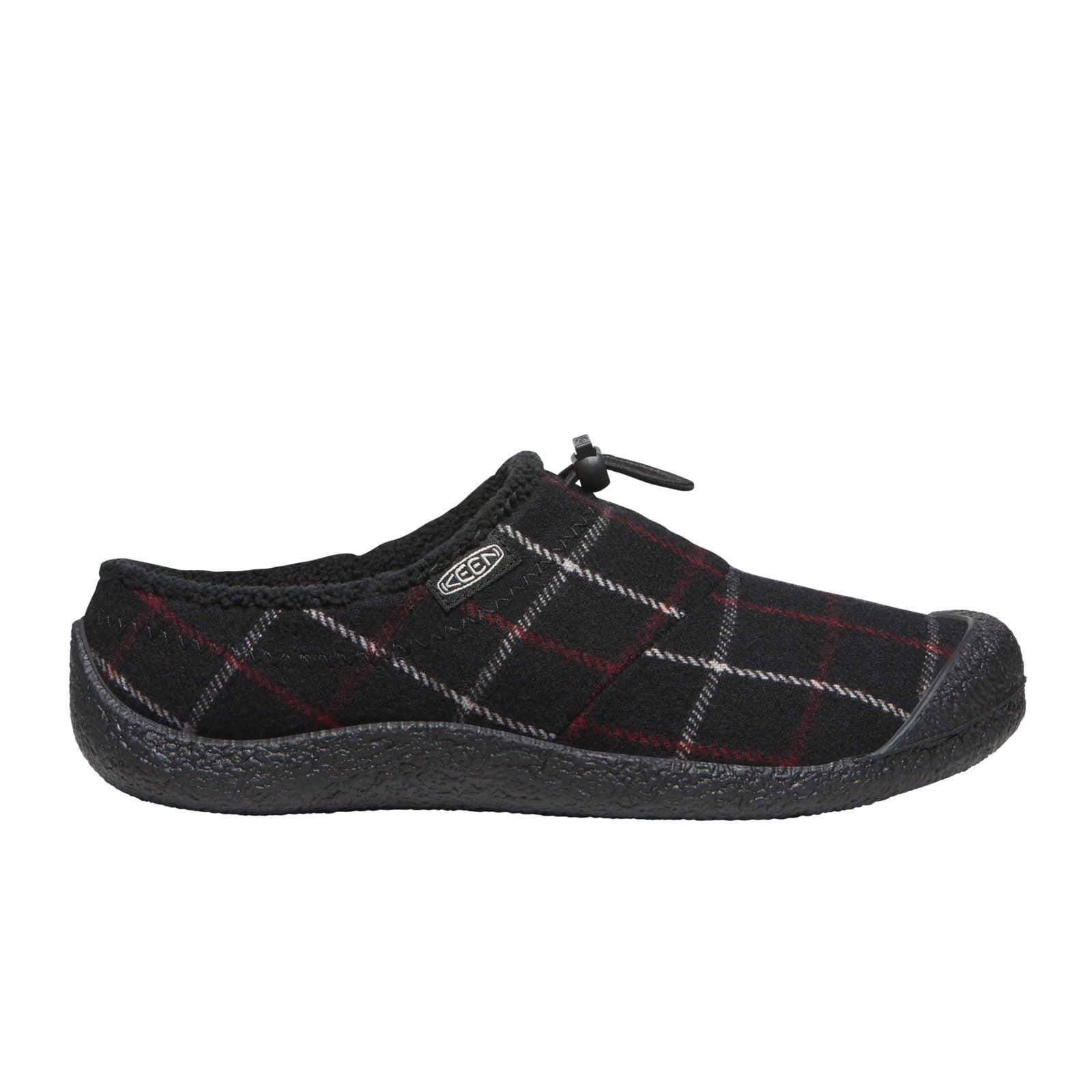 Keen Howser III Slide Sandals for Women - Black Plaid Waterproof Slip-On Shoes for Beach, Pool & Outdoor Adventures