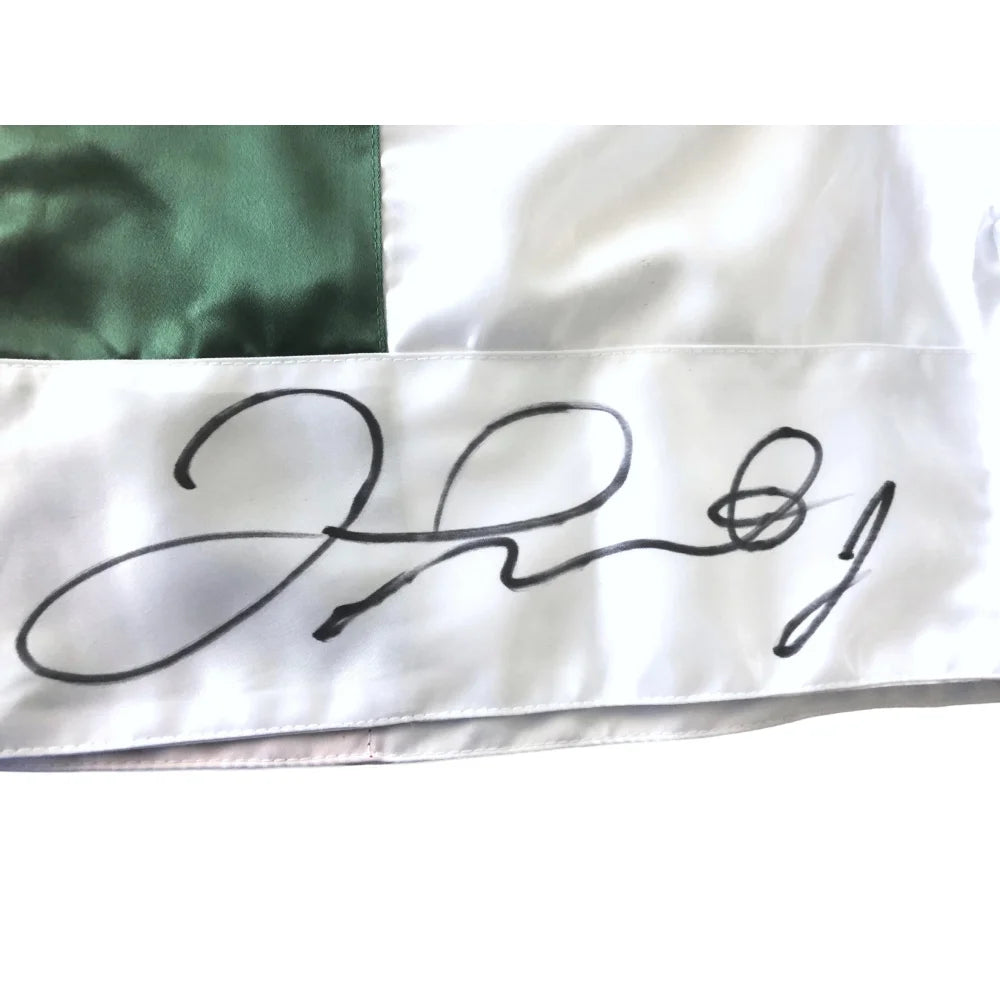 Floyd Mayweather Jr vs. Oscar De La Hoya Signed Boxing Trunks - Limited Edition 50/50 with JSA COA & Fight Stats - Perfect for Boxing Memorabilia Collectors and Sports Fans Display
