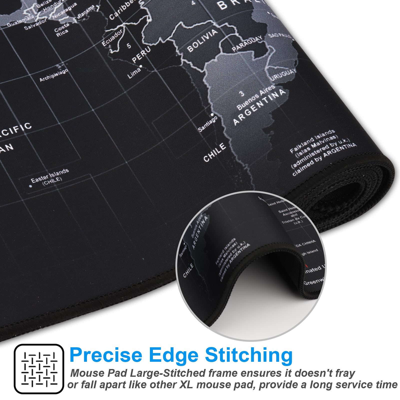 XXL Professional Large Mouse Pad - 35.4x15.7 Inches Gaming Mouse Mat with Non-Slip Rubber Base & Smooth Surface - Perfect for Office Work, PC Gaming, and Graphic Design (Map Design)