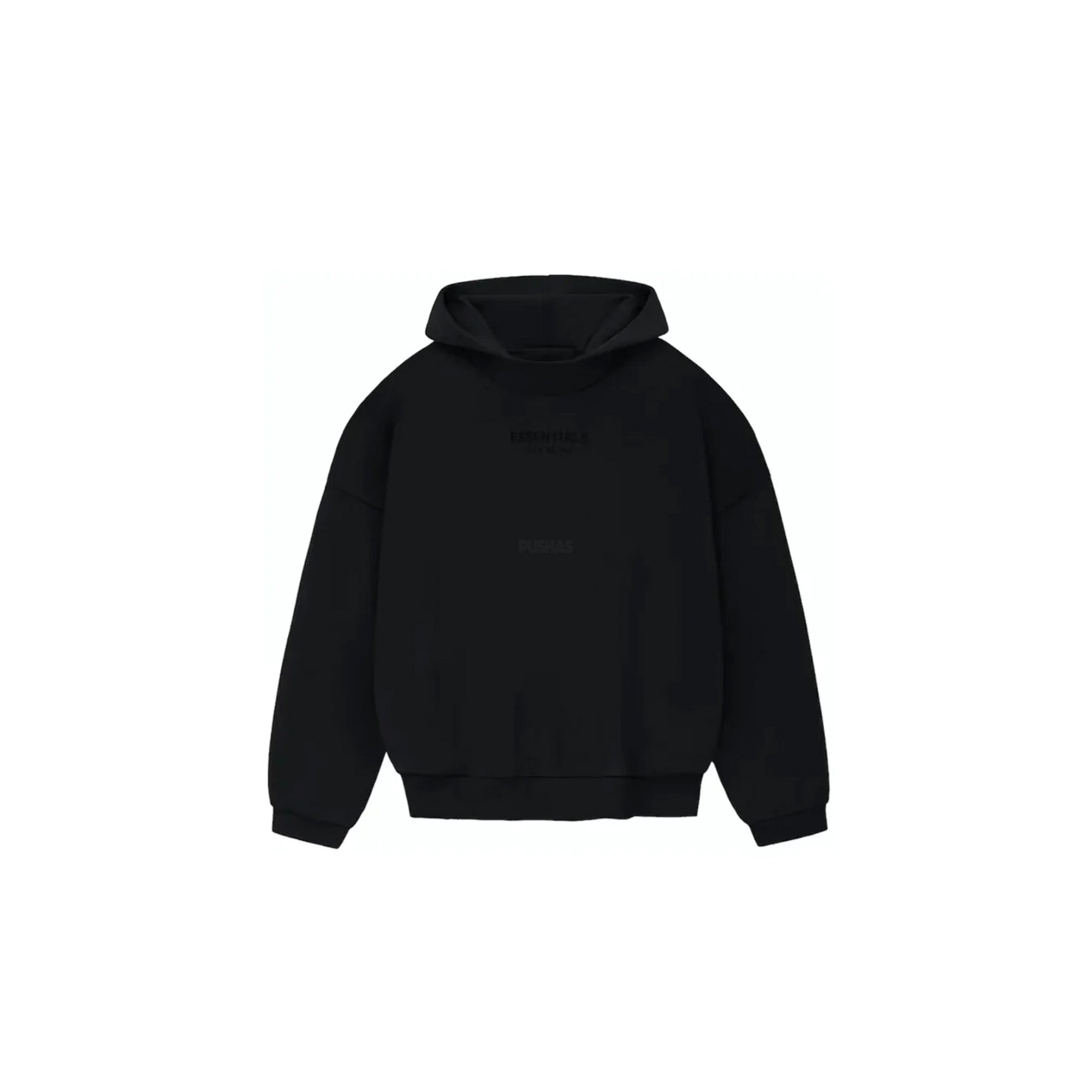 ESSENTIALS Hoodie 'Jet Black' (2023) - Premium Cotton Streetwear Pullover for Men & Women - Perfect for Casual Wear, Gym, and Outdoor Activities