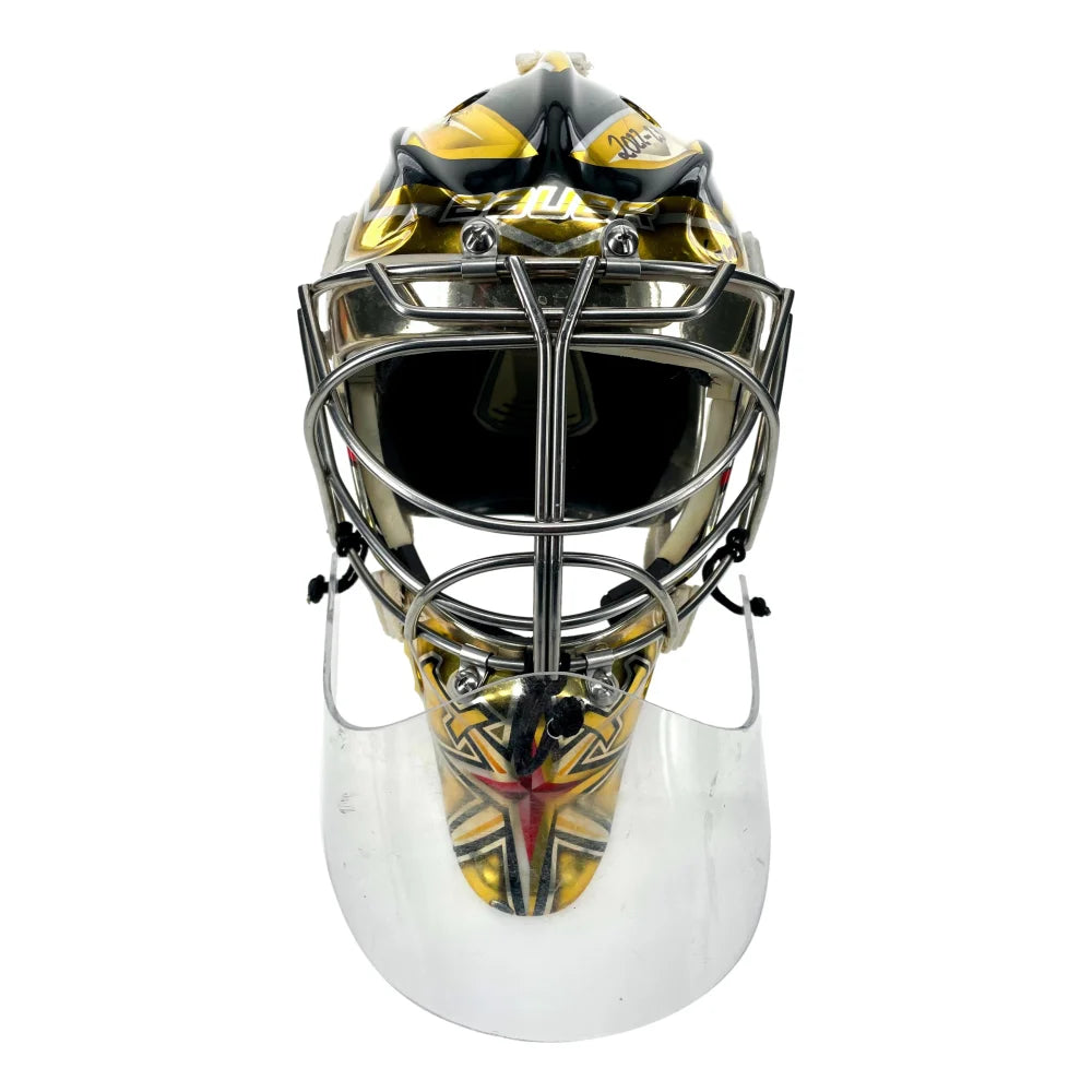 Authentic Logan Thompson Game Used Signed Goalie Mask 2022-23 Season with COA - Vegas Golden Knights NHL Hockey Memorabilia - Perfect for Collectors, Fans, and Sports Memorabilia Displays