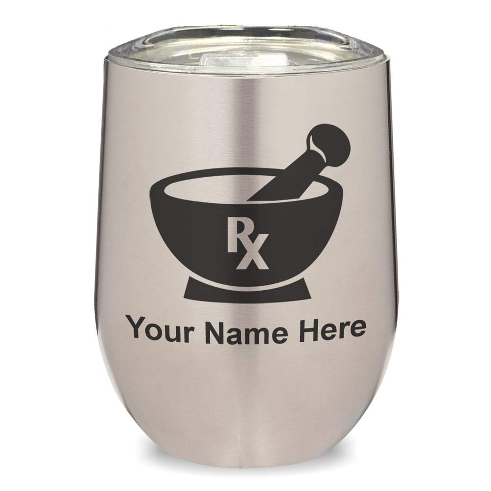 **LaserGram Double Wall Insulated Stainless Steel Wine Tumbler with Rx Pharmacy Symbol - Personalized Engraved Gift for Pharmacists, Wine Lovers - Perfect for Home, Office & Outdoor Use**