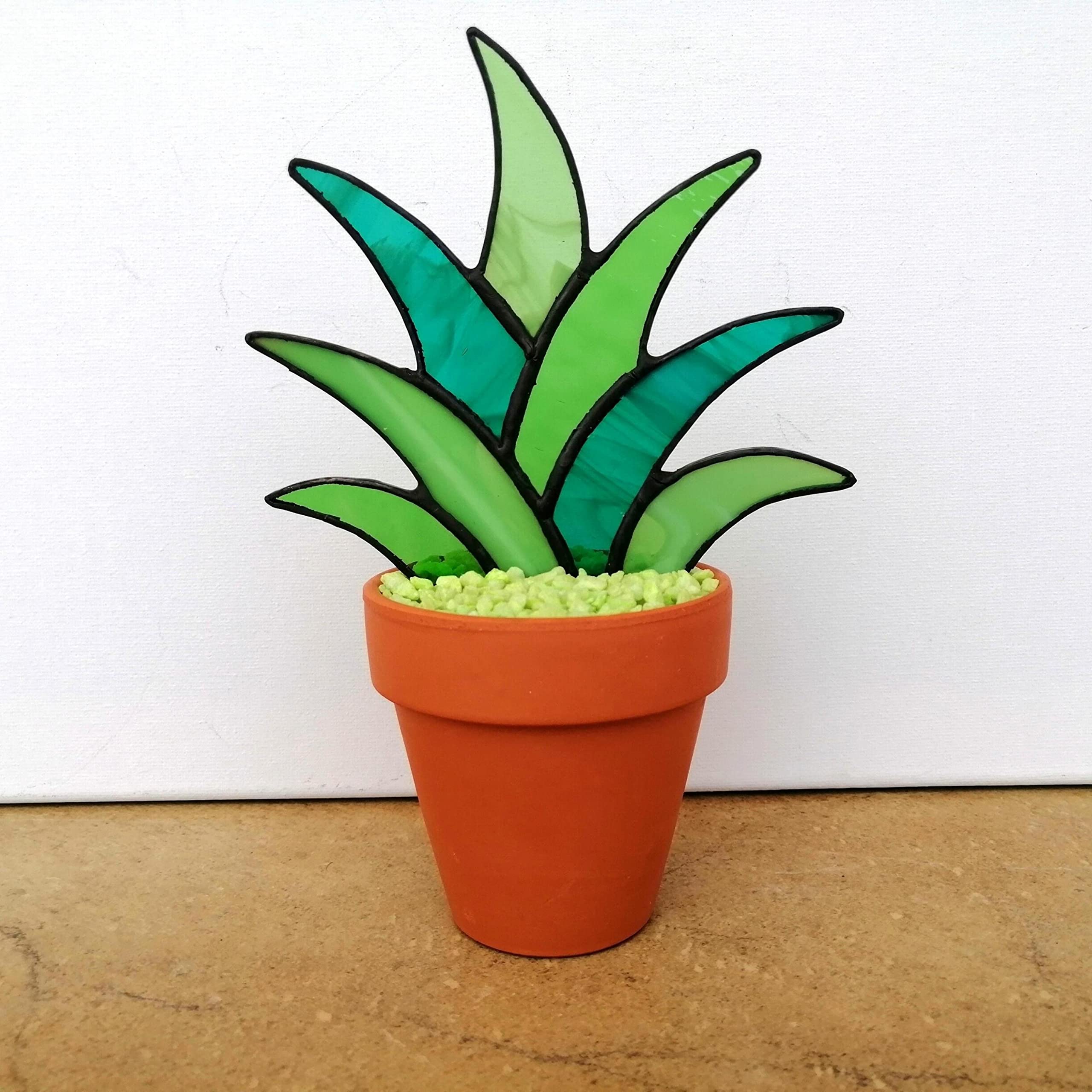 Handmade Stained Glass Succulent Stake - Agave Plant Decor for Indoor & Outdoor Gardens - Beautiful Sun Catcher for Windows, Patios, and Home Decor