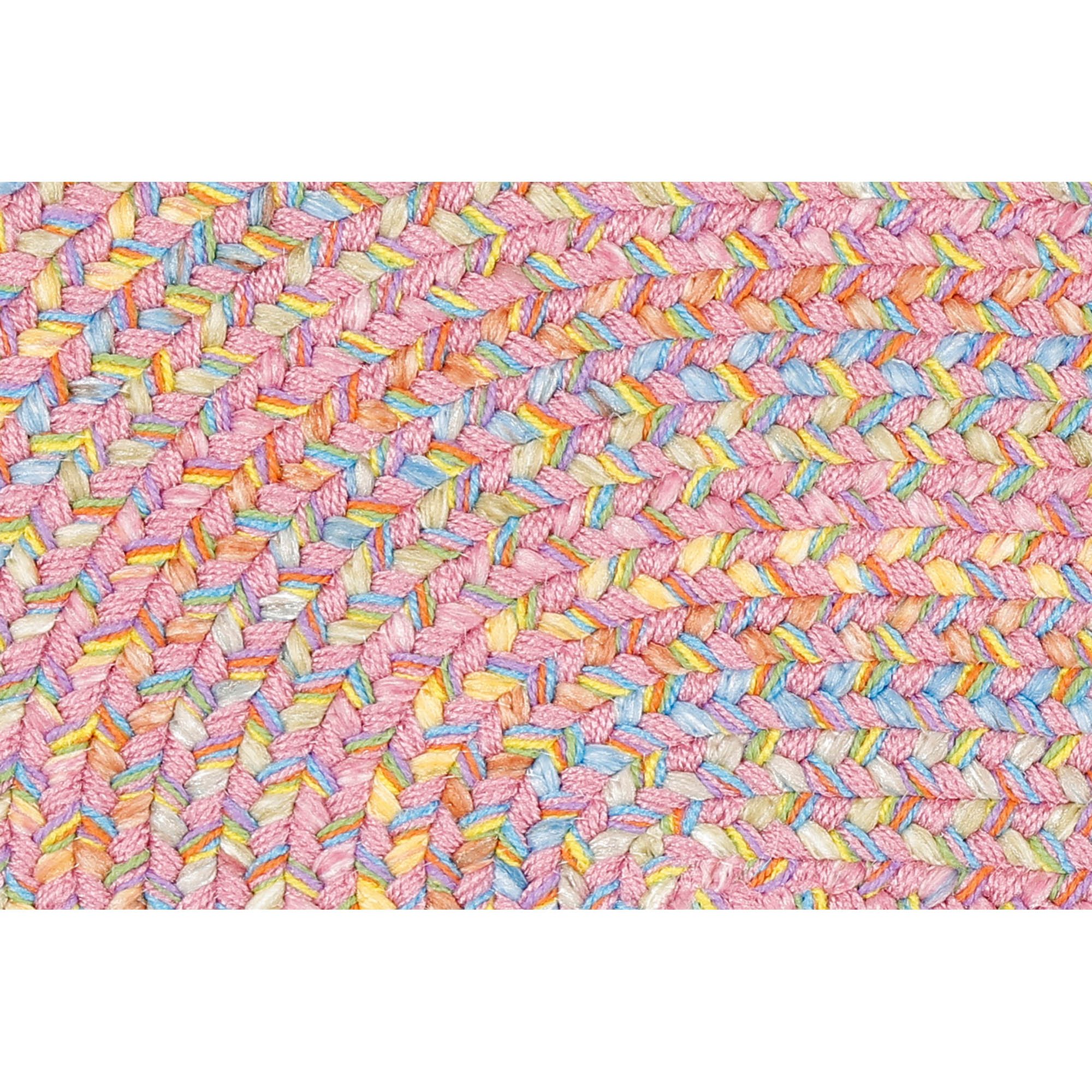 Braided Kids Area Rug - Washable Oval Rug for Nursery, Playroom & Classroom Decor - USA Made - 2' x 6' Pink Multi Hipster Design - Perfect for Toddler Play Areas & Learning Spaces