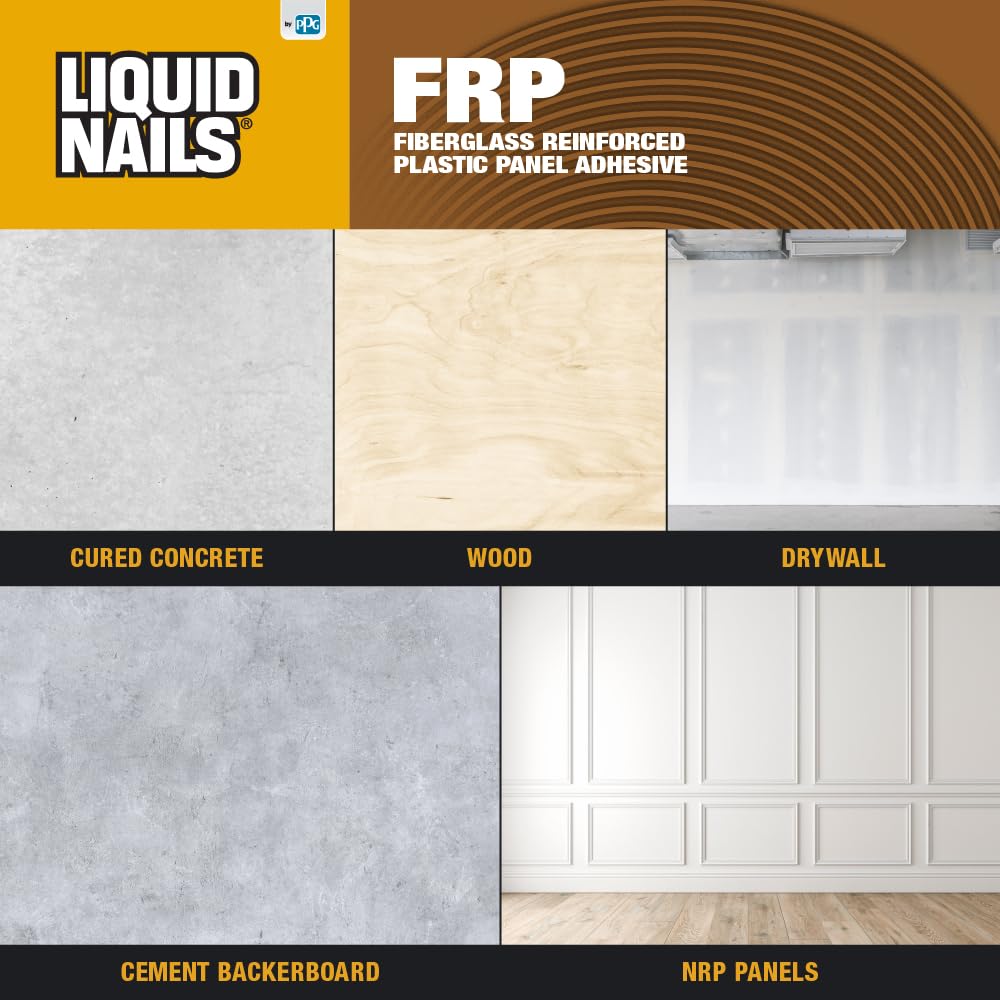 Liquid Nails FRP-310 Fiberglass Reinforced Panel Adhesive - 3.5 Gallon White Construction Adhesive for FRP Panels, Bathroom Walls & Commercial Kitchens