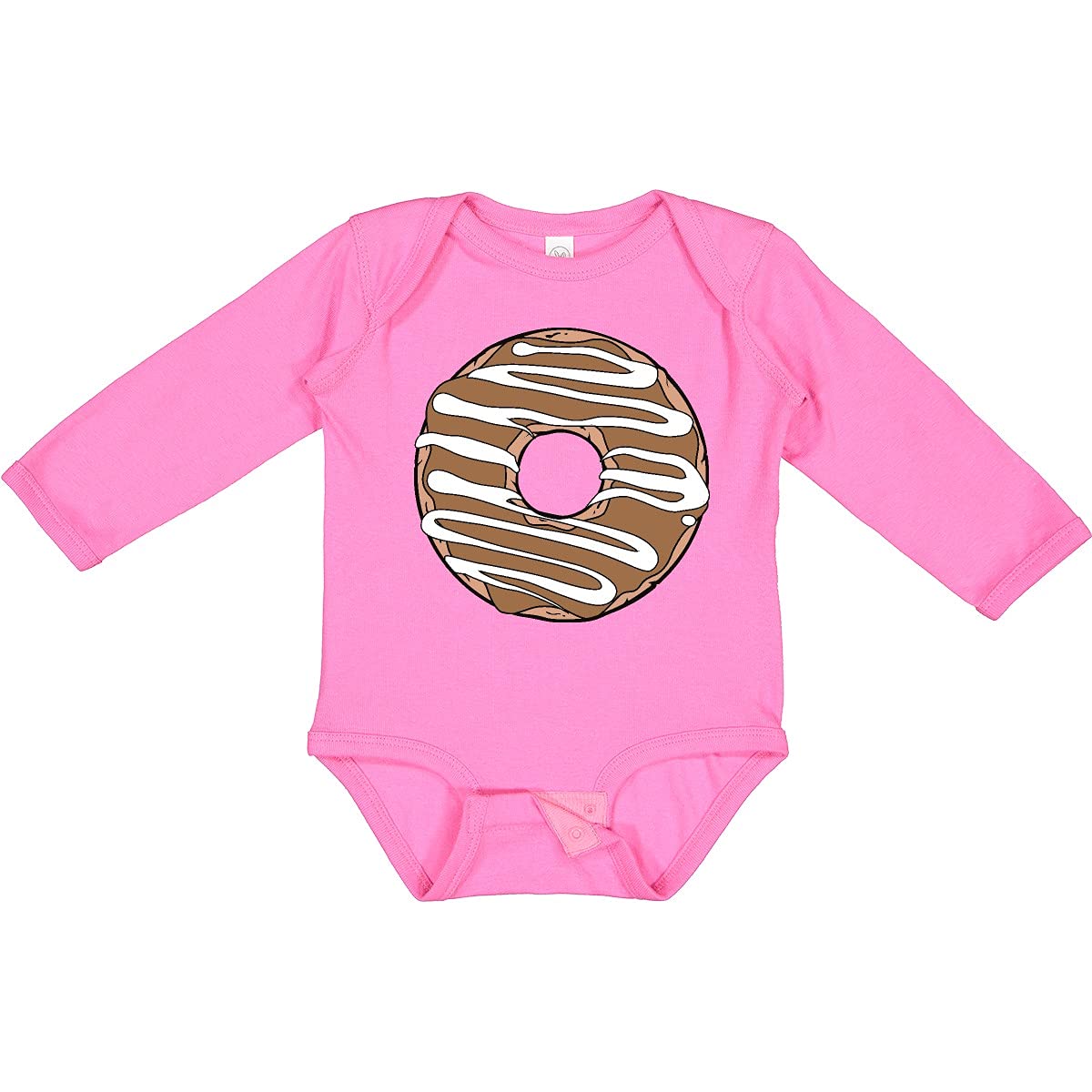 Inktastic Chocolate Donut Baby Bodysuit - Long Sleeve Creeper with Glaze & Frosting Design | Cute Doughnut Outfit for Newborns & Infants | Perfect for Birthday Parties, Photo Shoots & Casual Wear