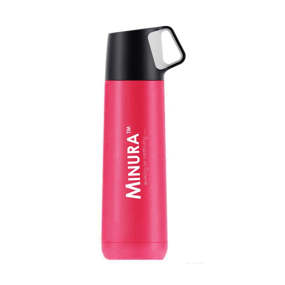 SUPAERCUPH Minura® 500ml Stainless Steel Vacuum Insulated Travel Mug - Leak Proof Portable Thermos for Coffee, Tea & Hot/Cold Drinks - Perfect Gift for Office, Commuting & Outdoor Activities (Pink)