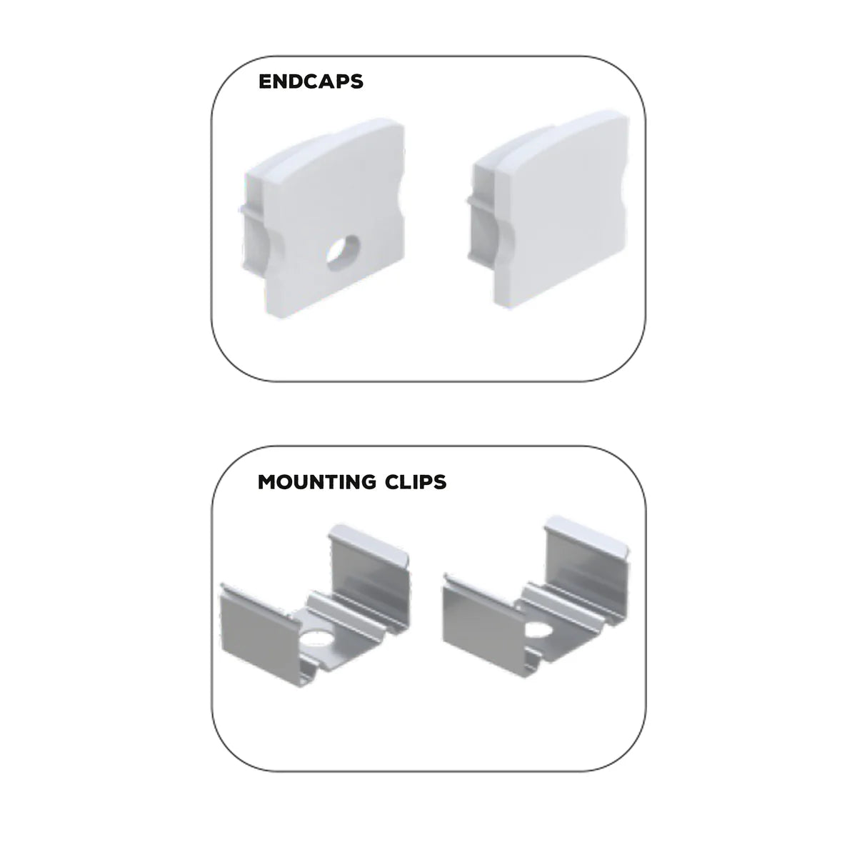 BN253 8ft Aluminum LED Channel 10 Pack - Square Surface Mount for 0.49
